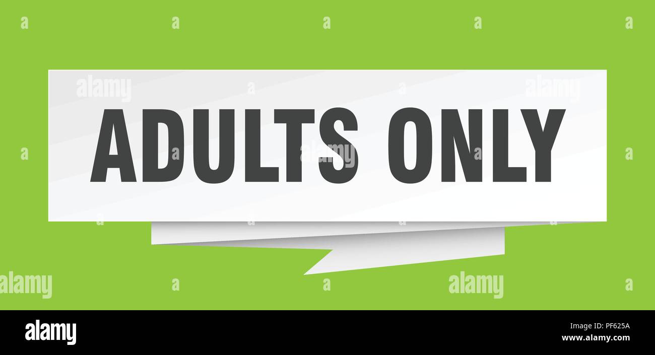Adulti solo segno. adulti solo carta origami discorso bolla. adulti solo tag. solo adulti banner Illustrazione Vettoriale