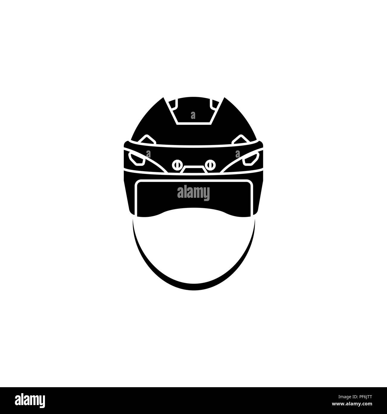 Hockey Icona casco bianco su uno sfondo nero Illustrazione Vettoriale