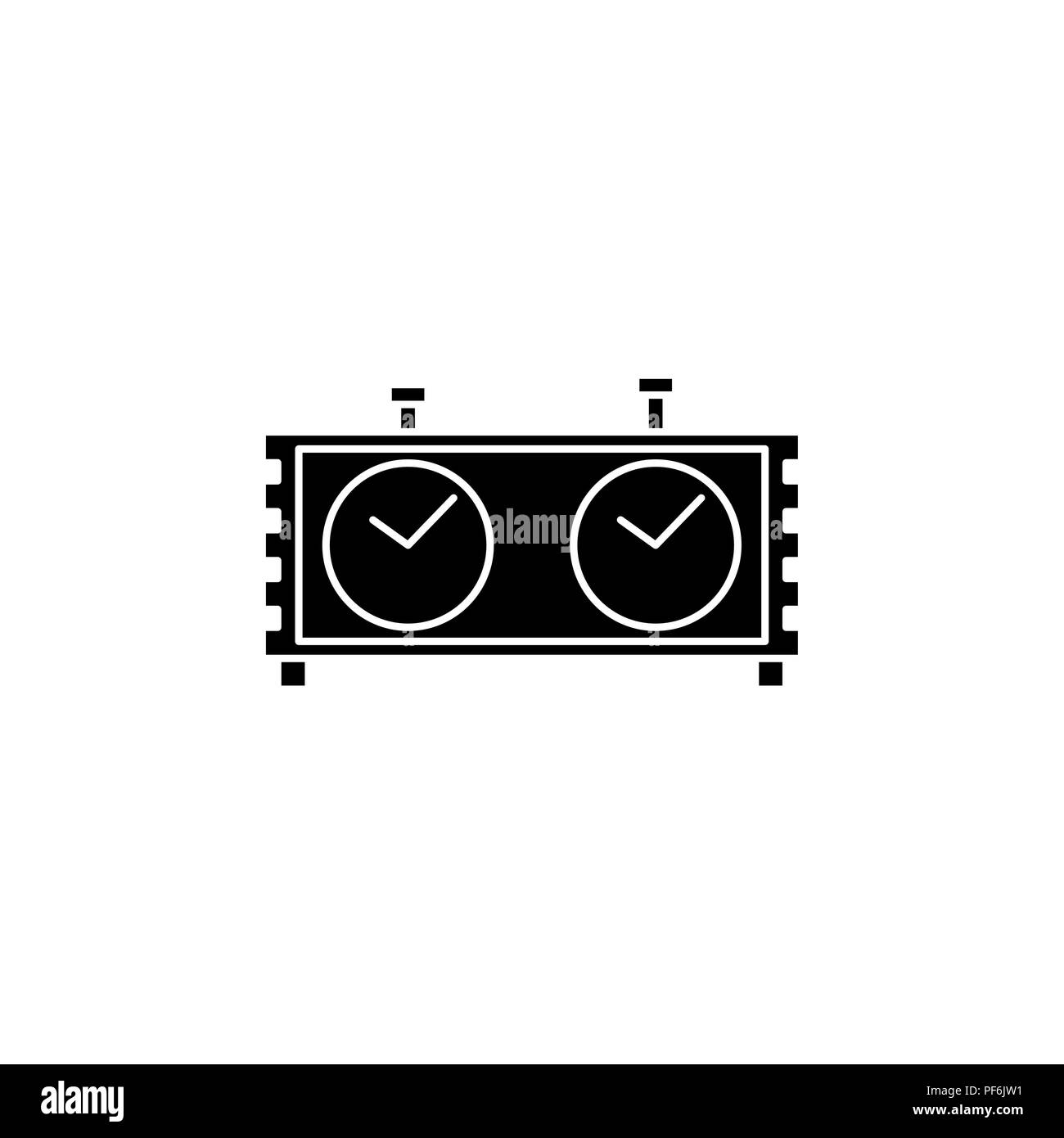 Scacchi icona orologio bianco su uno sfondo nero Illustrazione Vettoriale