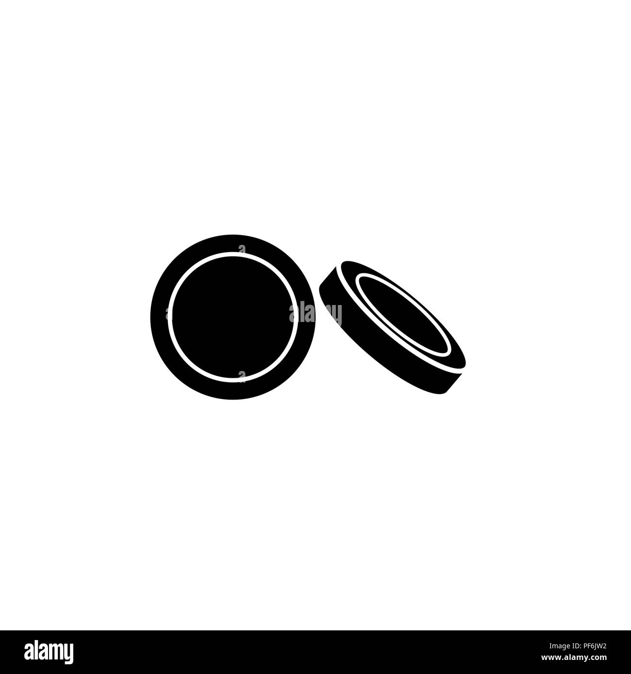 Disco da hockey icona bianco su uno sfondo nero Illustrazione Vettoriale