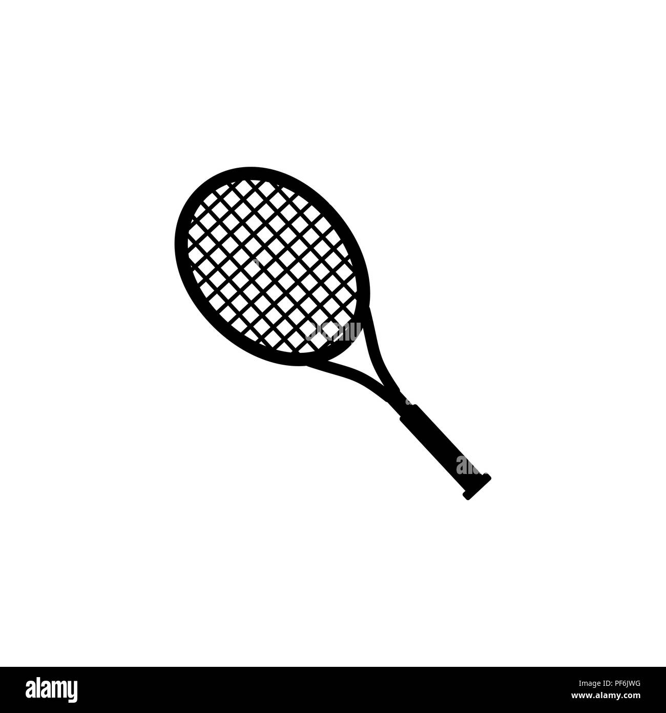 Racchetta da Tennis Icona bianco su uno sfondo nero Illustrazione Vettoriale