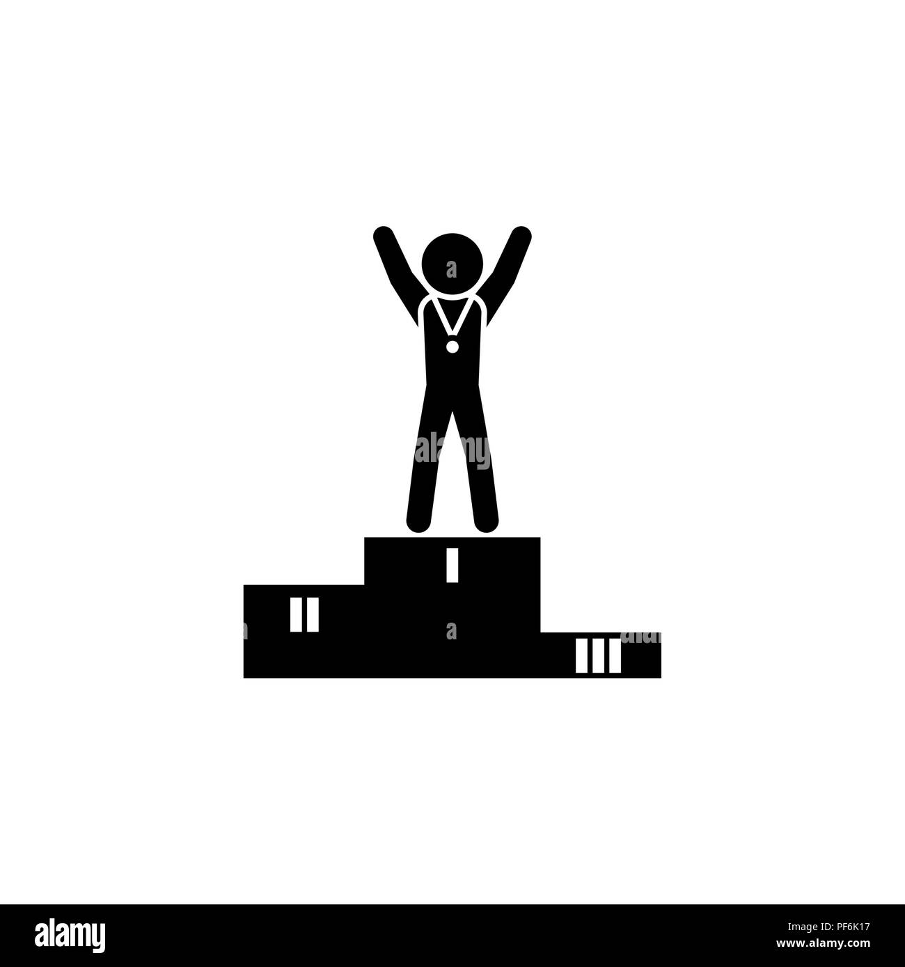 Atleta, sportivo su un piedistallo icona. Icona del vincitore Illustrazione Vettoriale