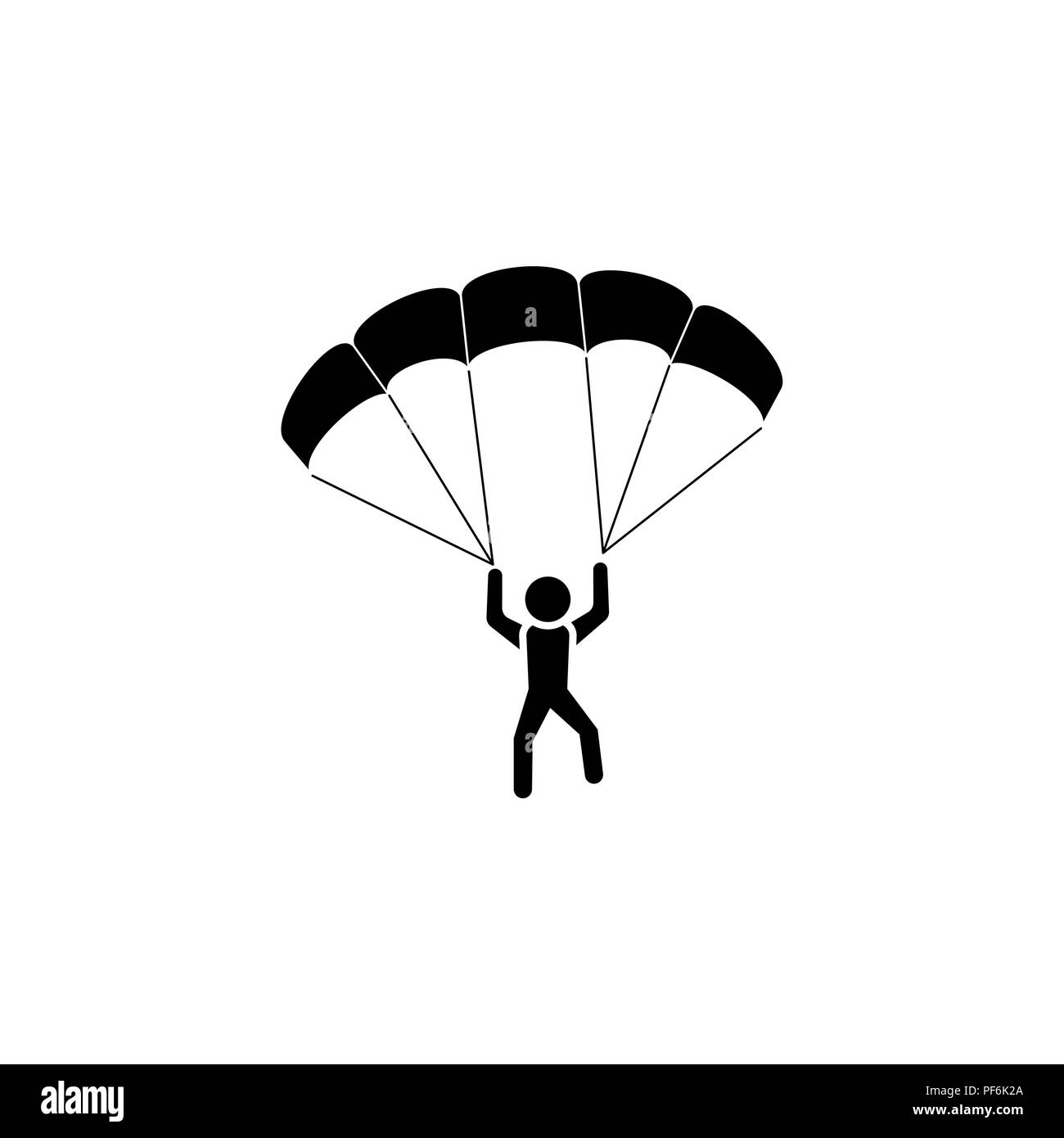 Paracadutista vettore icona nero su sfondo bianco Illustrazione Vettoriale