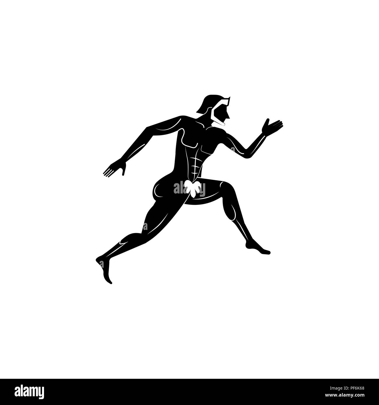 Icona di atleta. Greco icona atleta nero su sfondo bianco Illustrazione Vettoriale