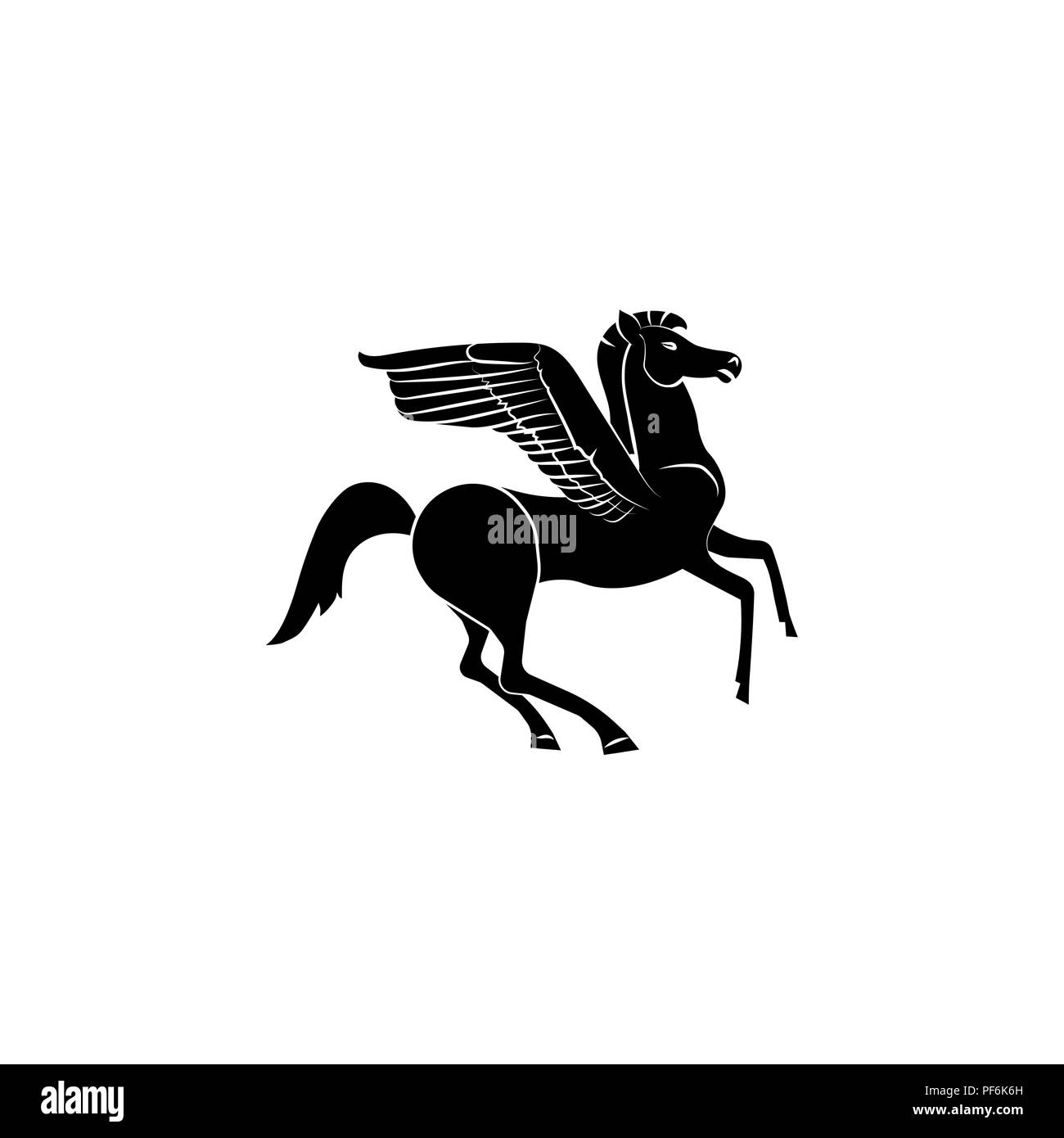 Pegasus vettore icona nero su sfondo bianco Illustrazione Vettoriale