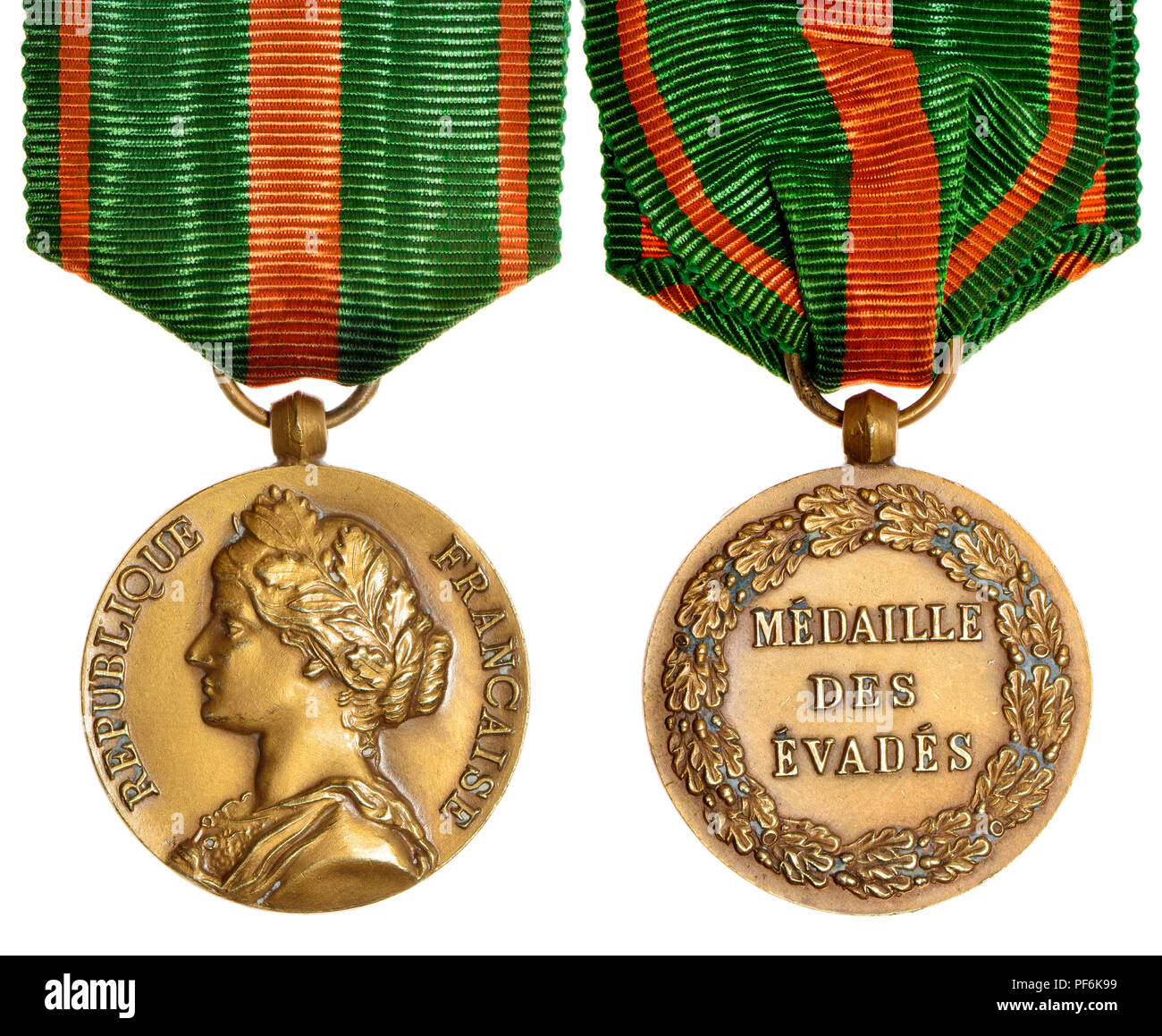 Il francese fuggitivi" medaglia (Médaille des Évadés) rilasciato dal governo di Francia per i prigionieri di guerra che hanno successo sfuggito internamento o morti in un Foto Stock