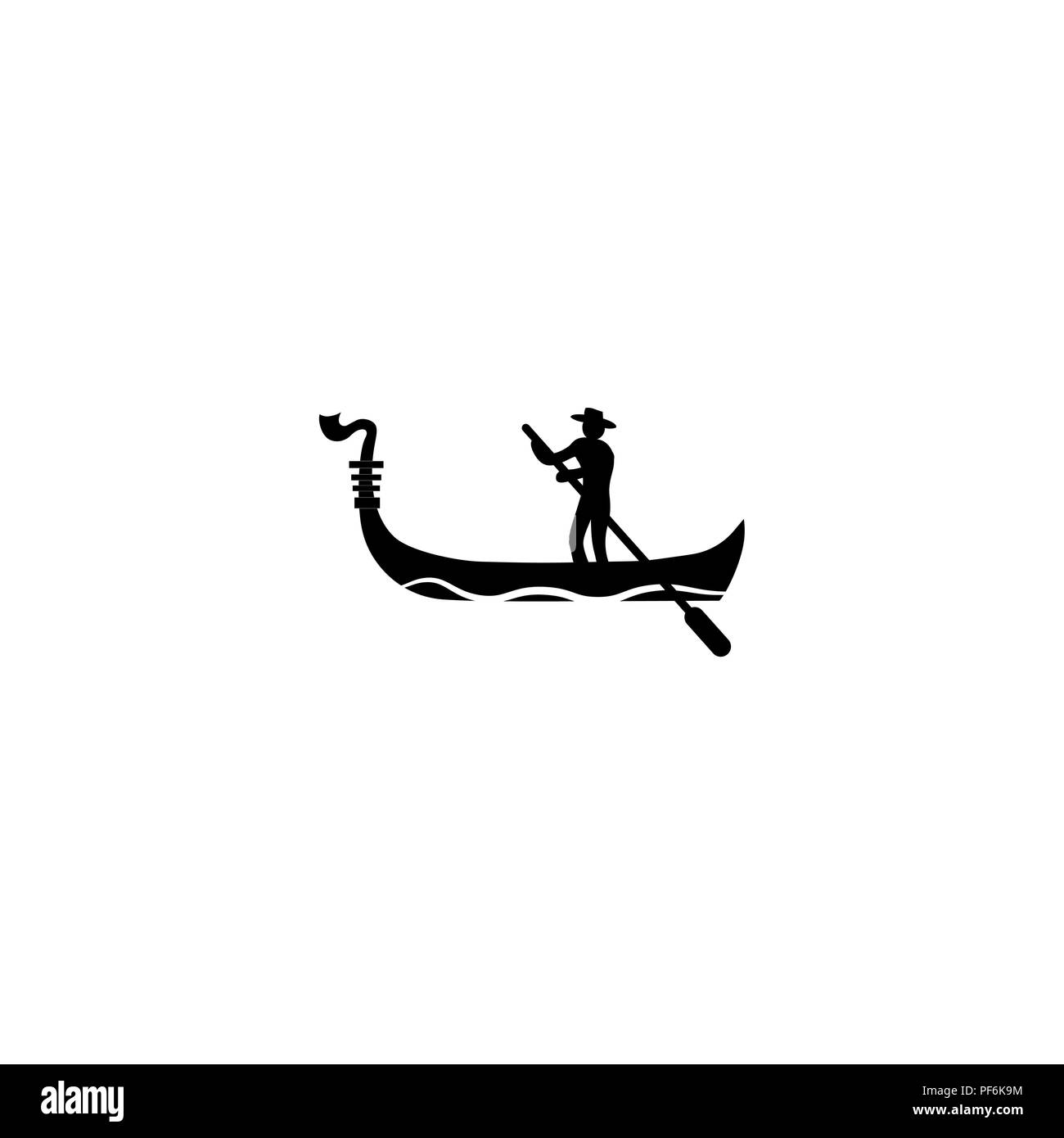 Gondoliere icona vettore nero su sfondo bianco Illustrazione Vettoriale