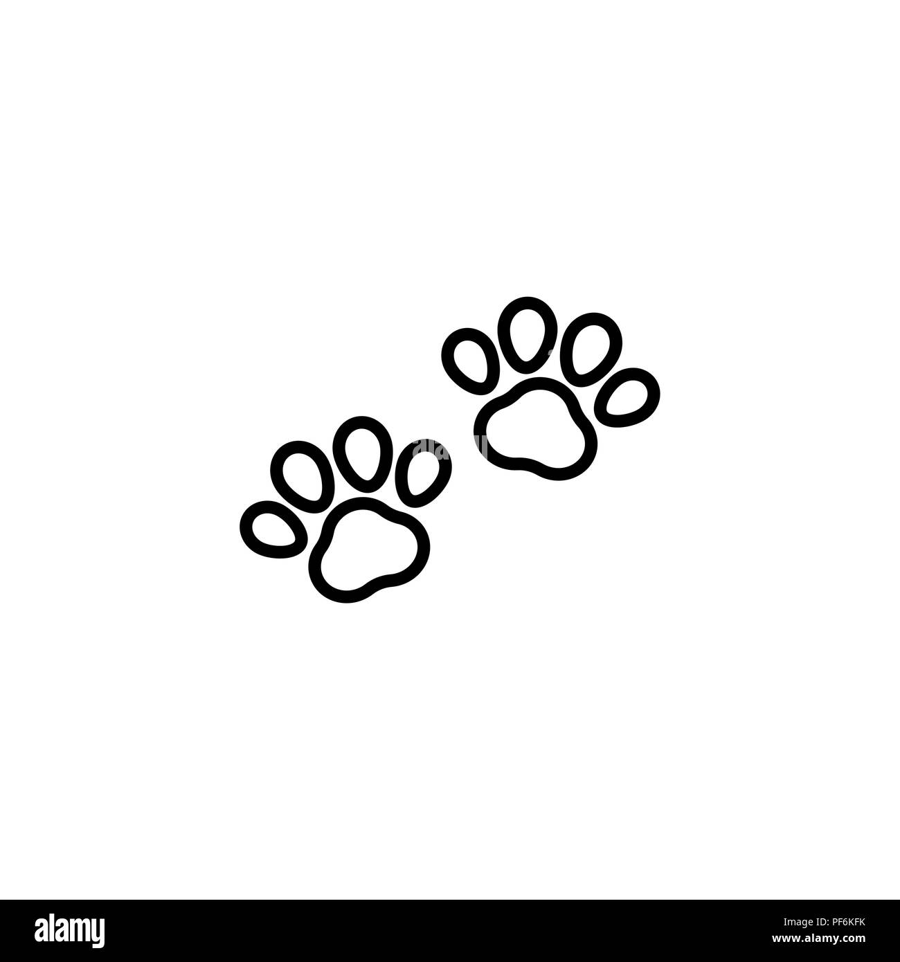Linea Web icona. Footprint animale. nero su sfondo bianco Illustrazione Vettoriale