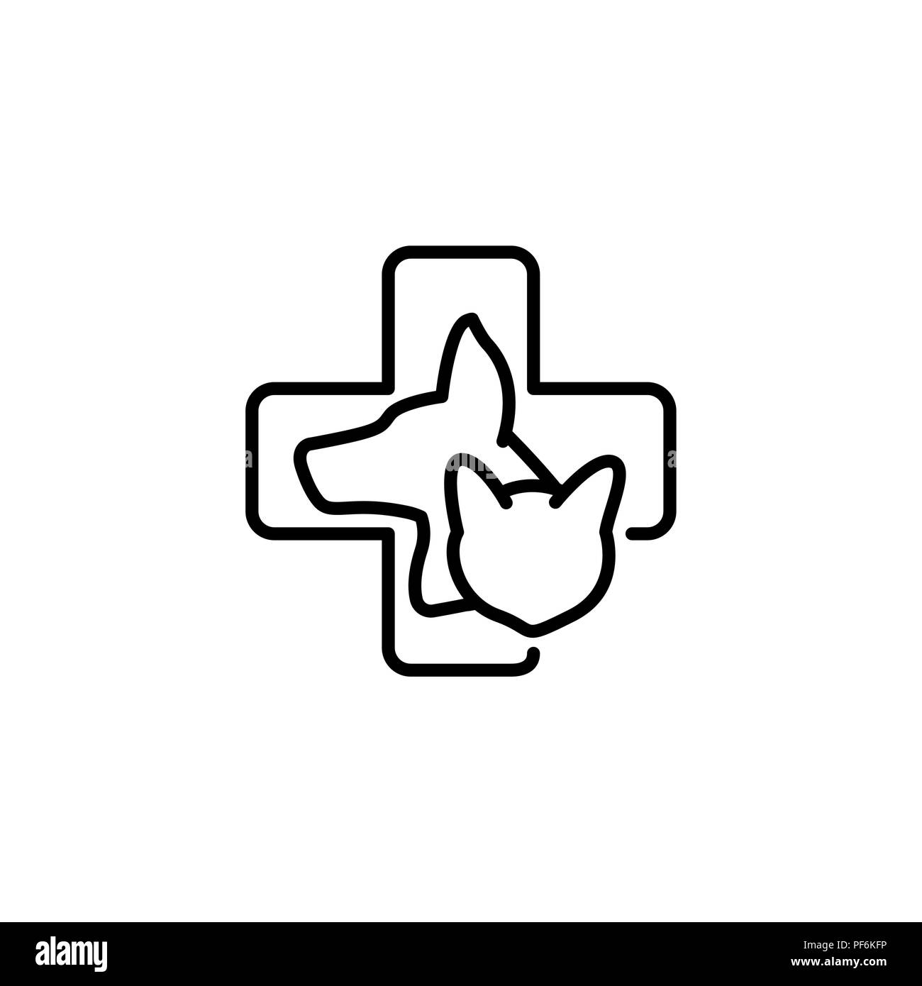 Linea Web icona. Medicina veterinaria icona. nero su sfondo bianco Illustrazione Vettoriale