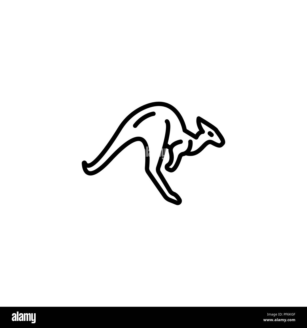 Linea Web icona. Kangaroo; animali selvatici nero su sfondo bianco Illustrazione Vettoriale