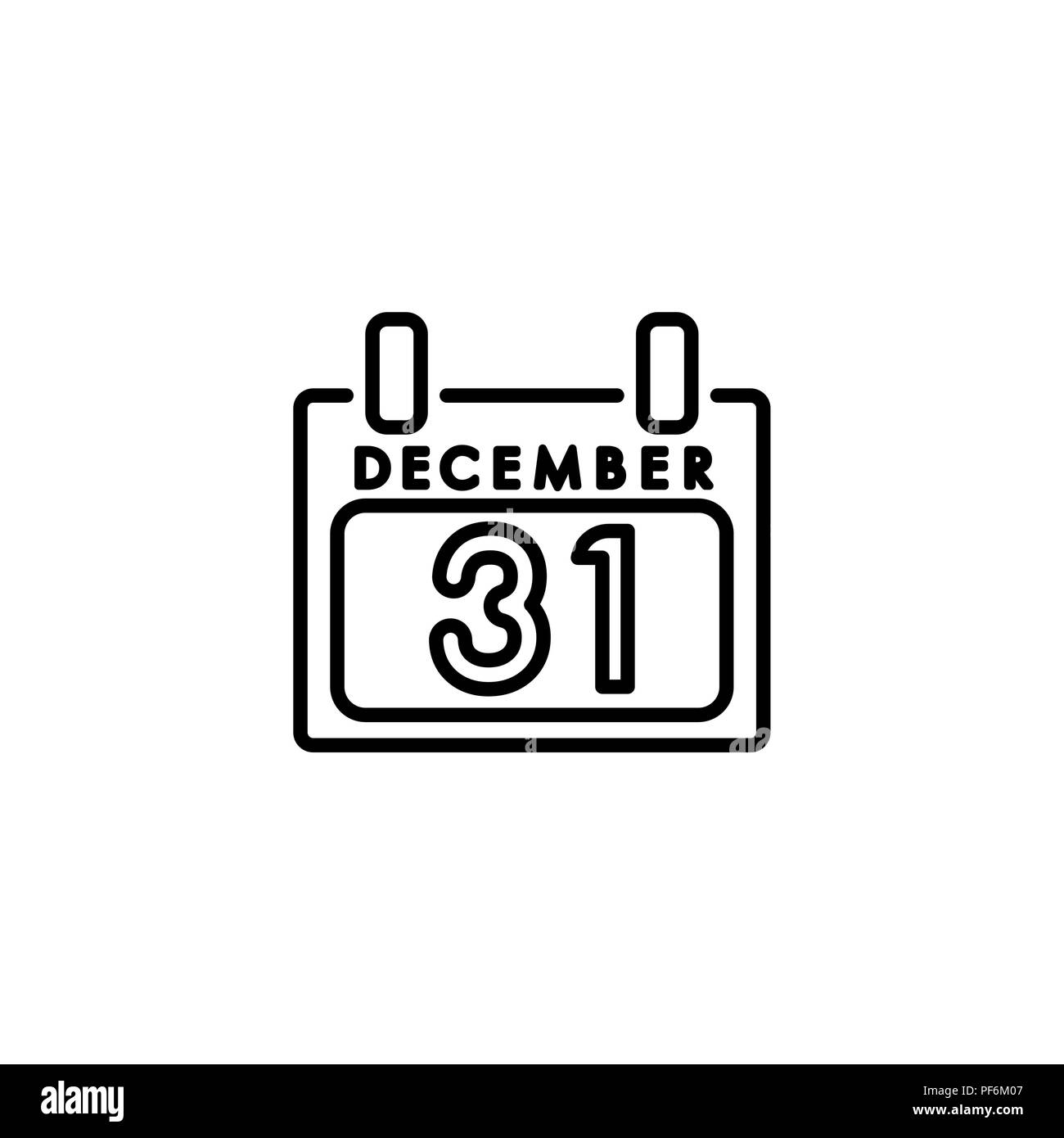Linea Web icona. Calendario nero su sfondo bianco Illustrazione Vettoriale