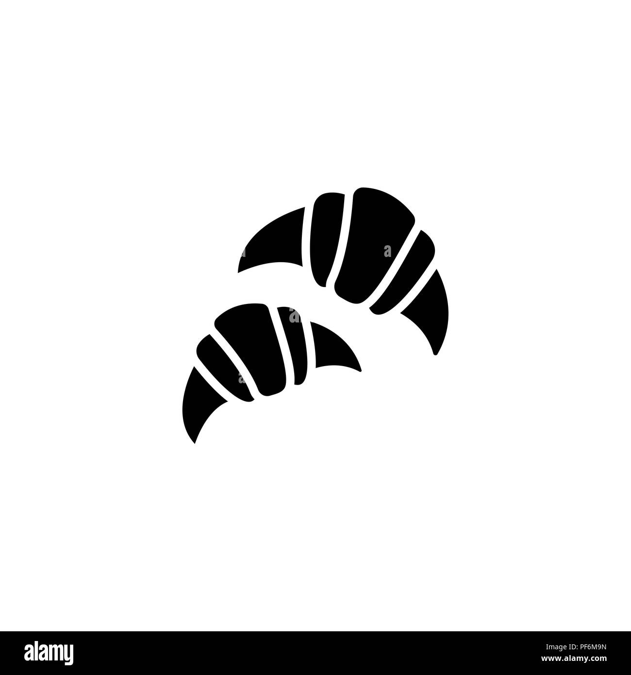 Linea Web icona. Croissant nero su sfondo bianco Illustrazione Vettoriale