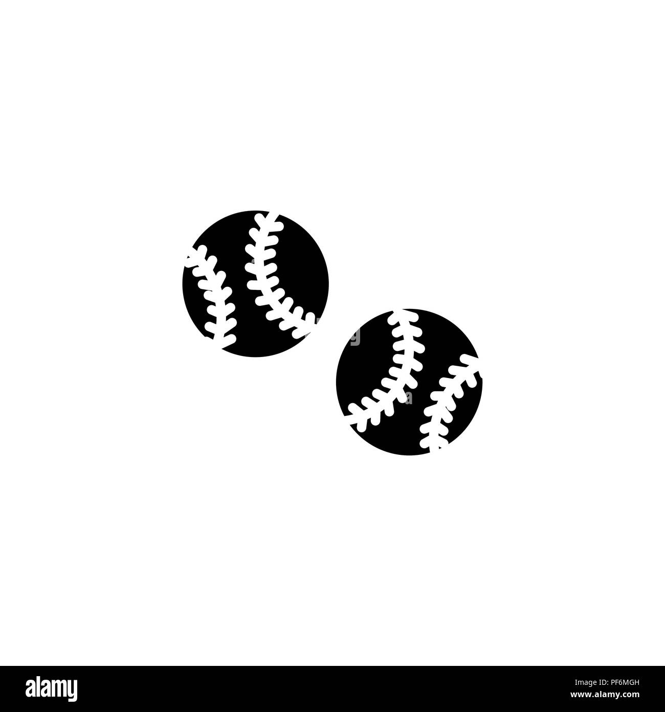 Icona del Web. Il baseball nero su sfondo bianco Illustrazione Vettoriale