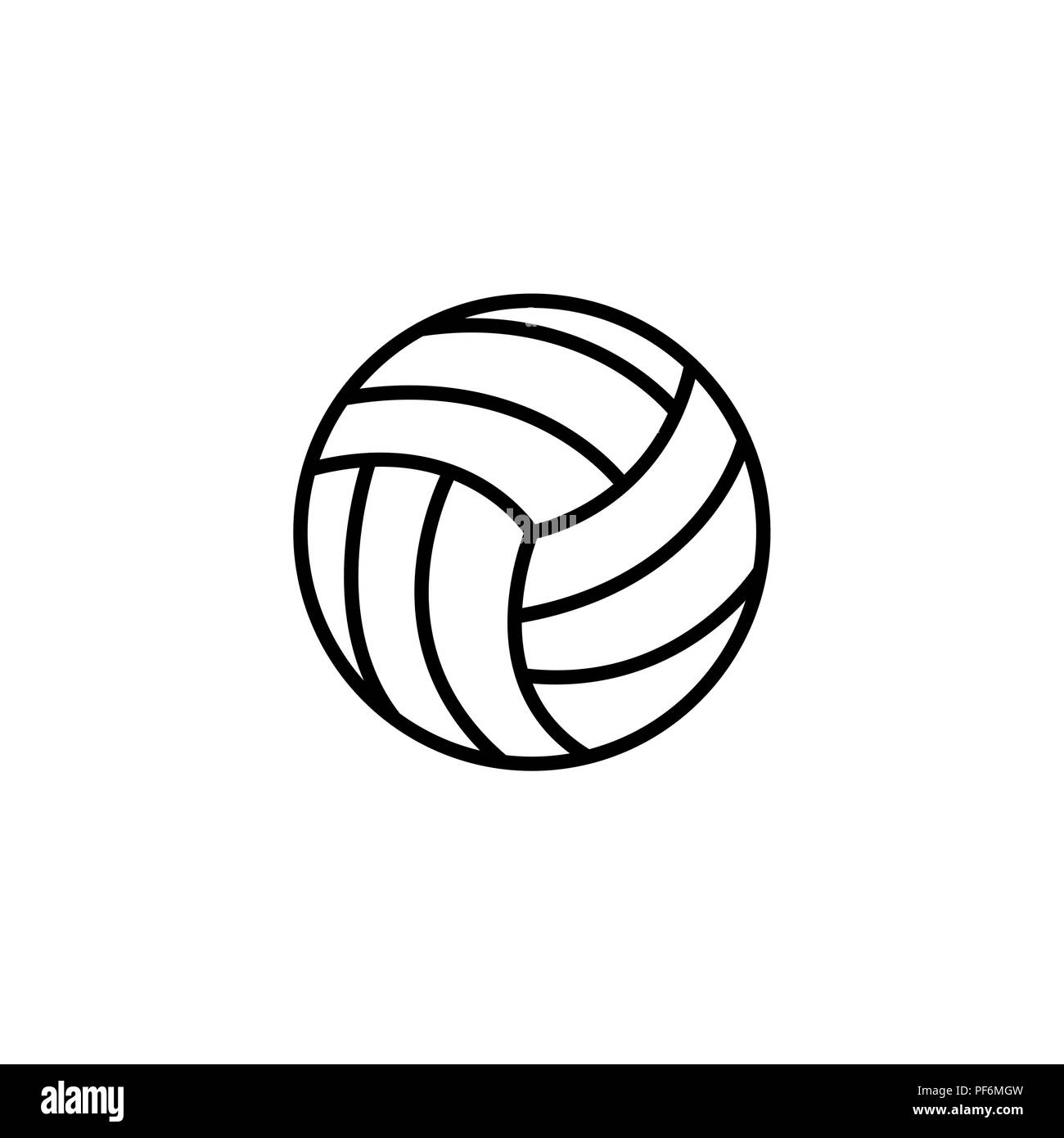 Linea Web icona. La pallavolo nero su sfondo bianco Illustrazione Vettoriale