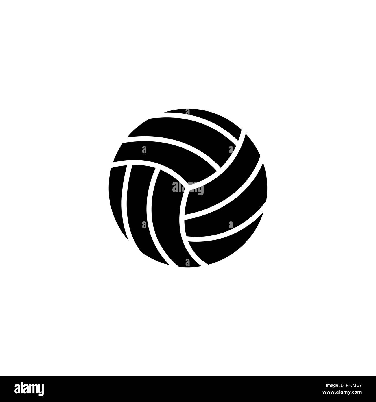 Icona del Web. La pallavolo nero su sfondo bianco Illustrazione Vettoriale