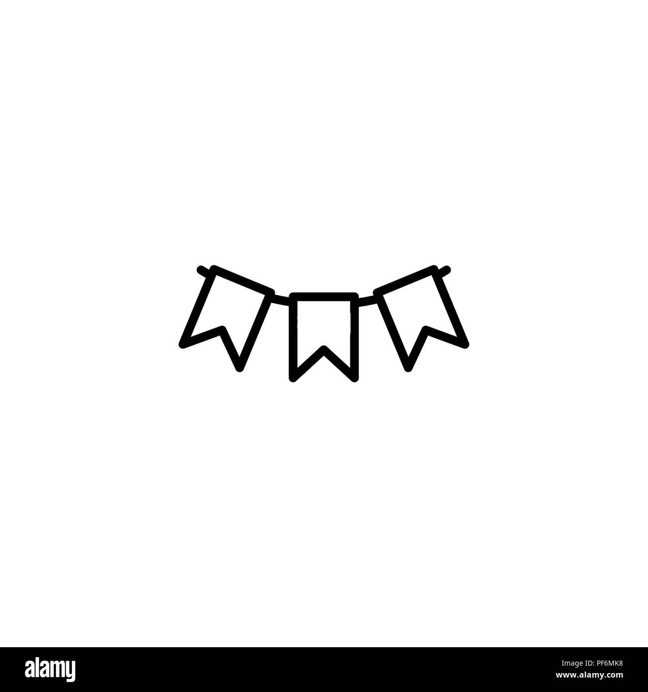 Linea Web icona. Bandiere garland, decorazione per le vacanze Illustrazione Vettoriale