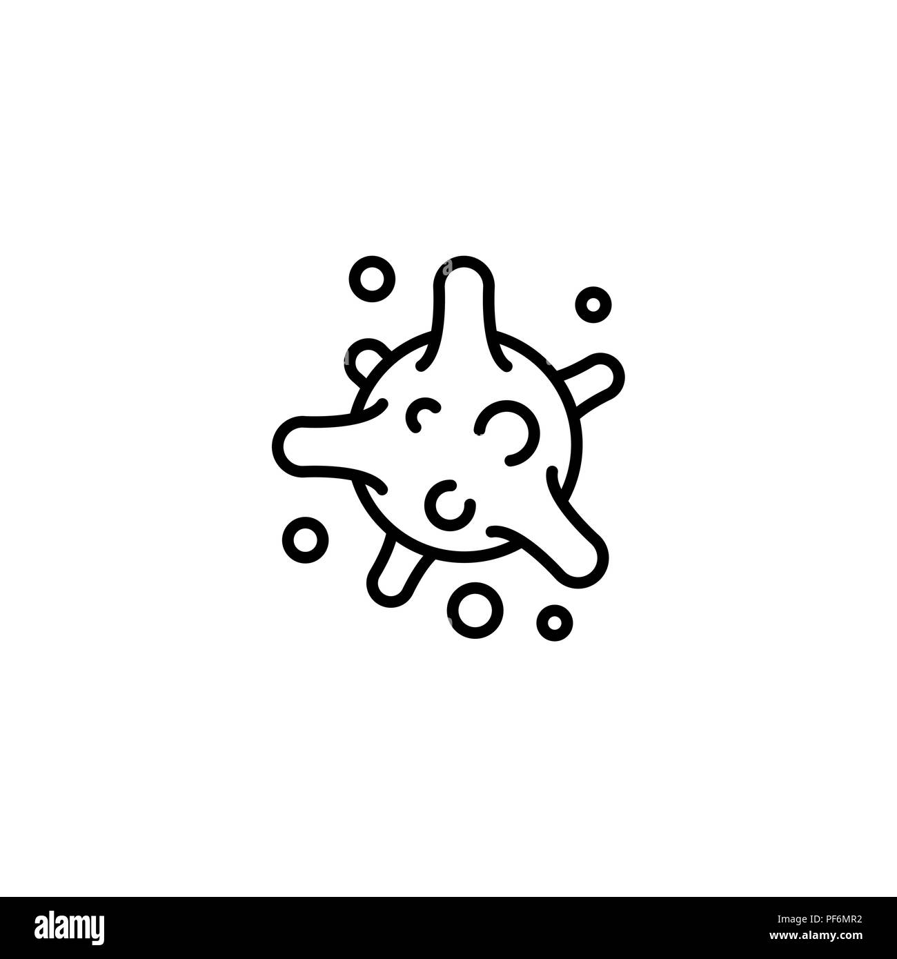 Linea Web icona. Batterio, virus nero su sfondo bianco Illustrazione Vettoriale