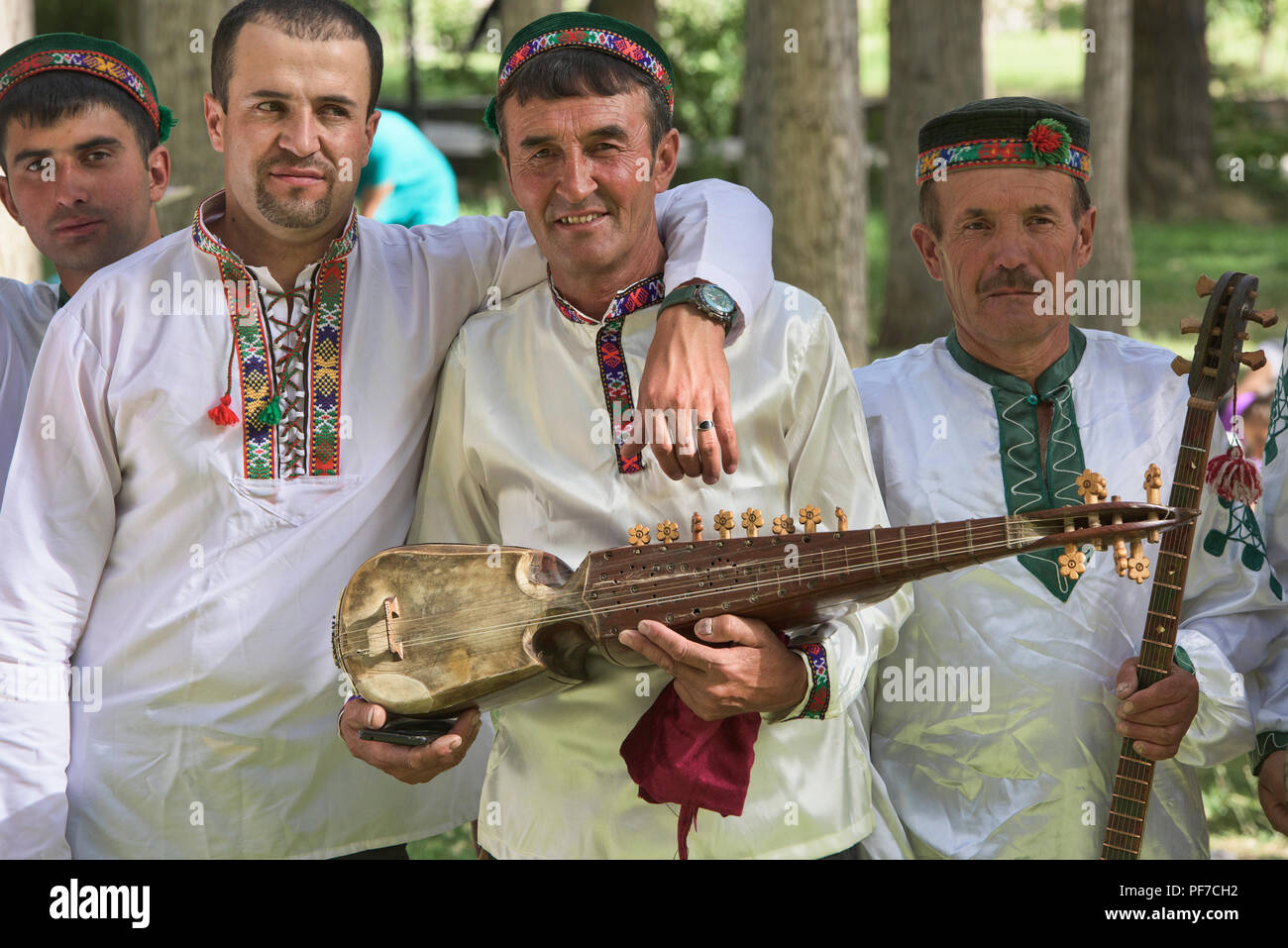 Tradizionale musicisti Pamiri, Khorog, Tagikistan Foto Stock