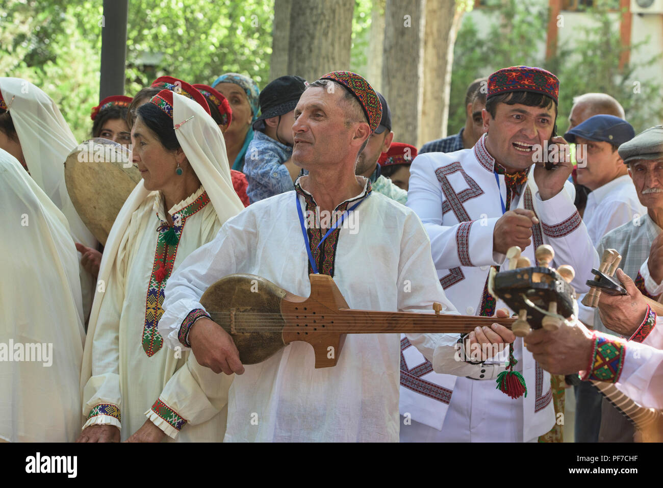 Tradizionale musicisti Pamiri, Khorog, Tagikistan Foto Stock