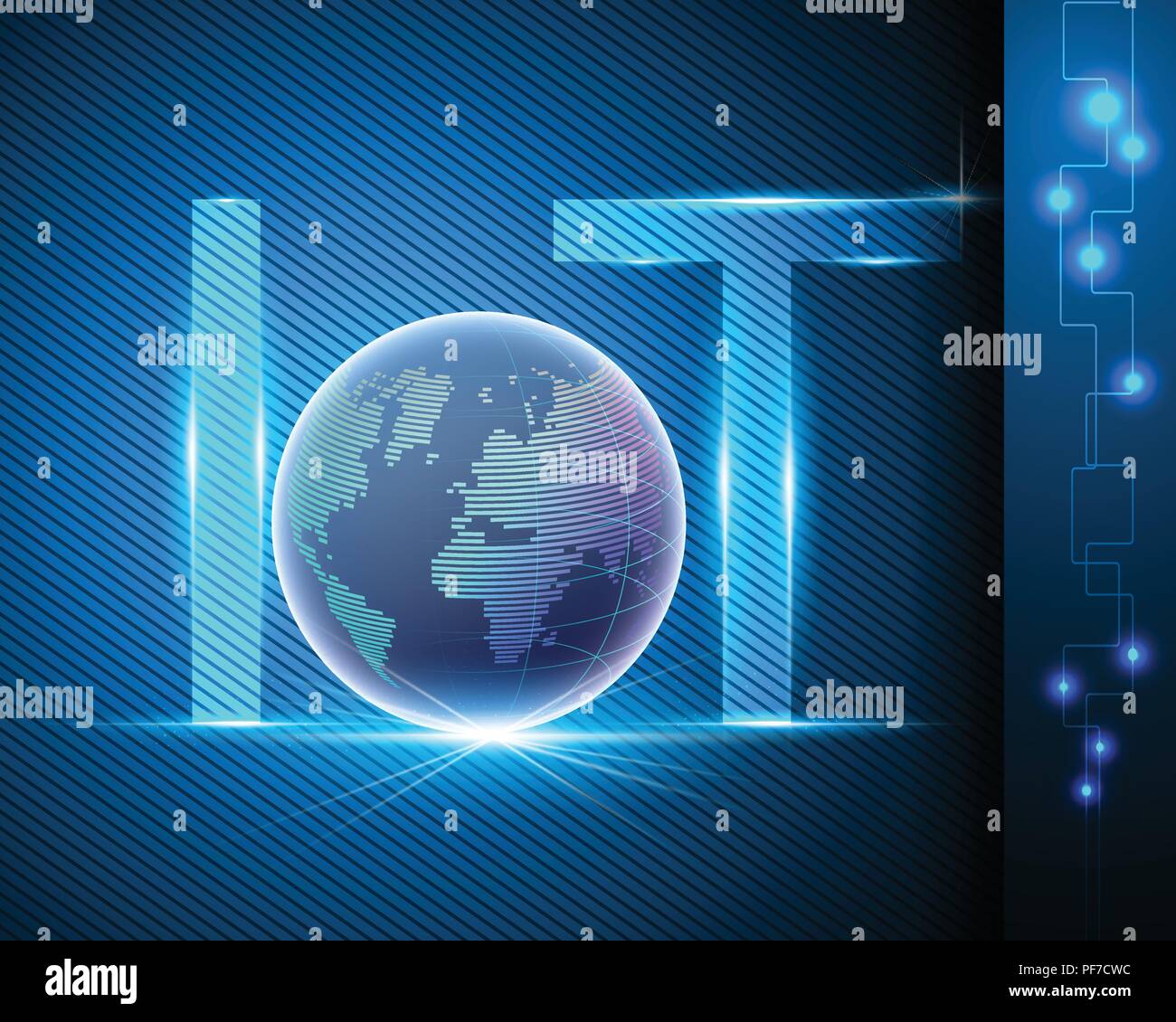 Internet delle cose (IOT) tecnologia e globale il punto nel mondo cyber internet dei dati di connessione di rete il concetto di business.illustrazione vettoriale EPS10 Illustrazione Vettoriale