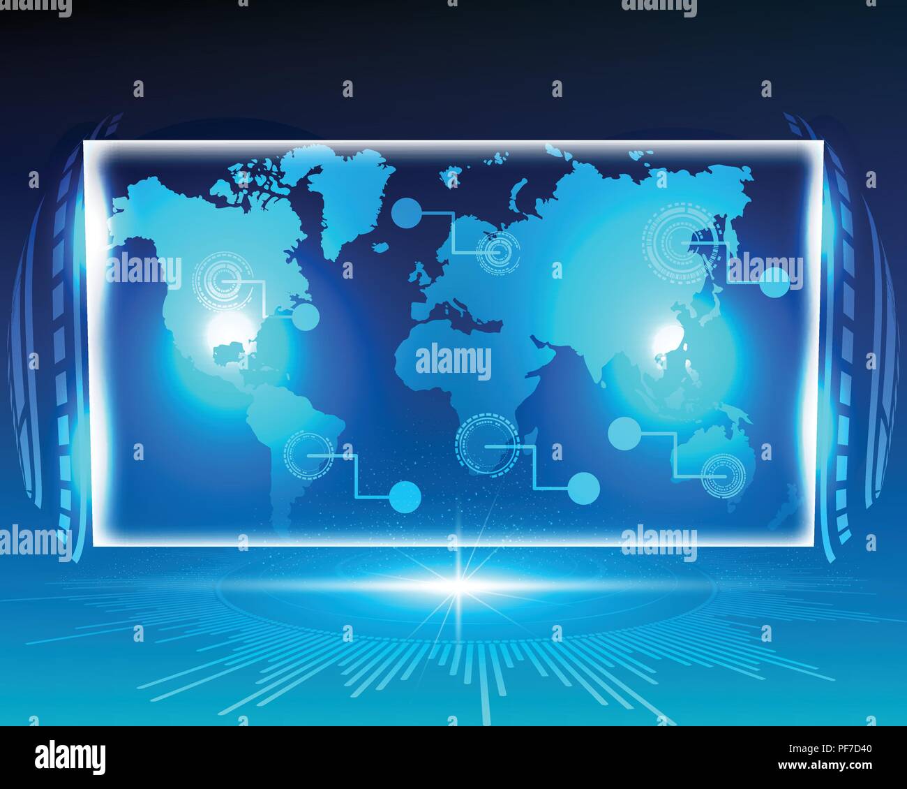 Mappa World Cyber digital bigdata sistema online zona business online .illustrazione vettoriale EPS10 Illustrazione Vettoriale