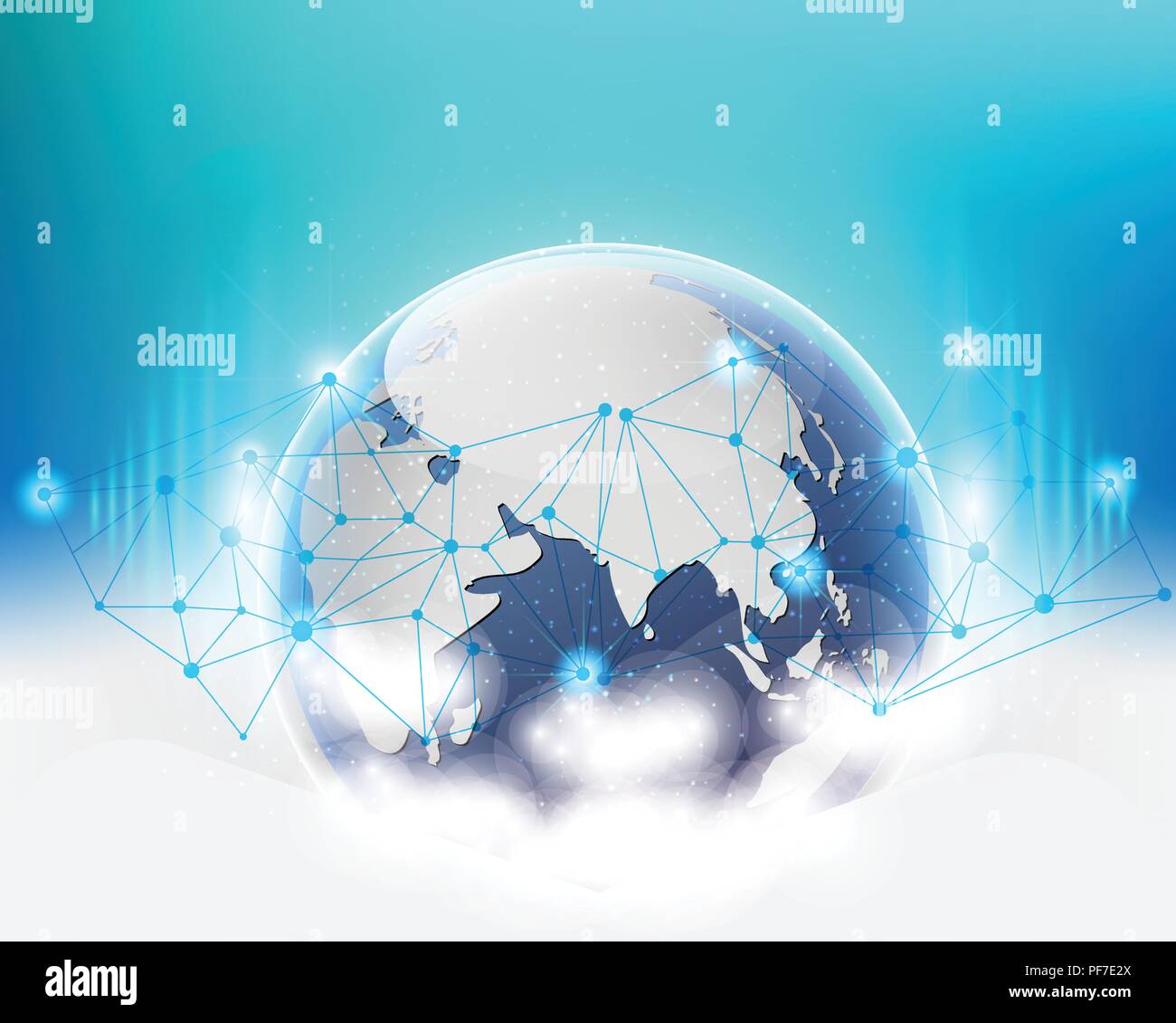 Mondo Globale cloud informazioni di dati di qualità della rete Illustrazione Vettoriale