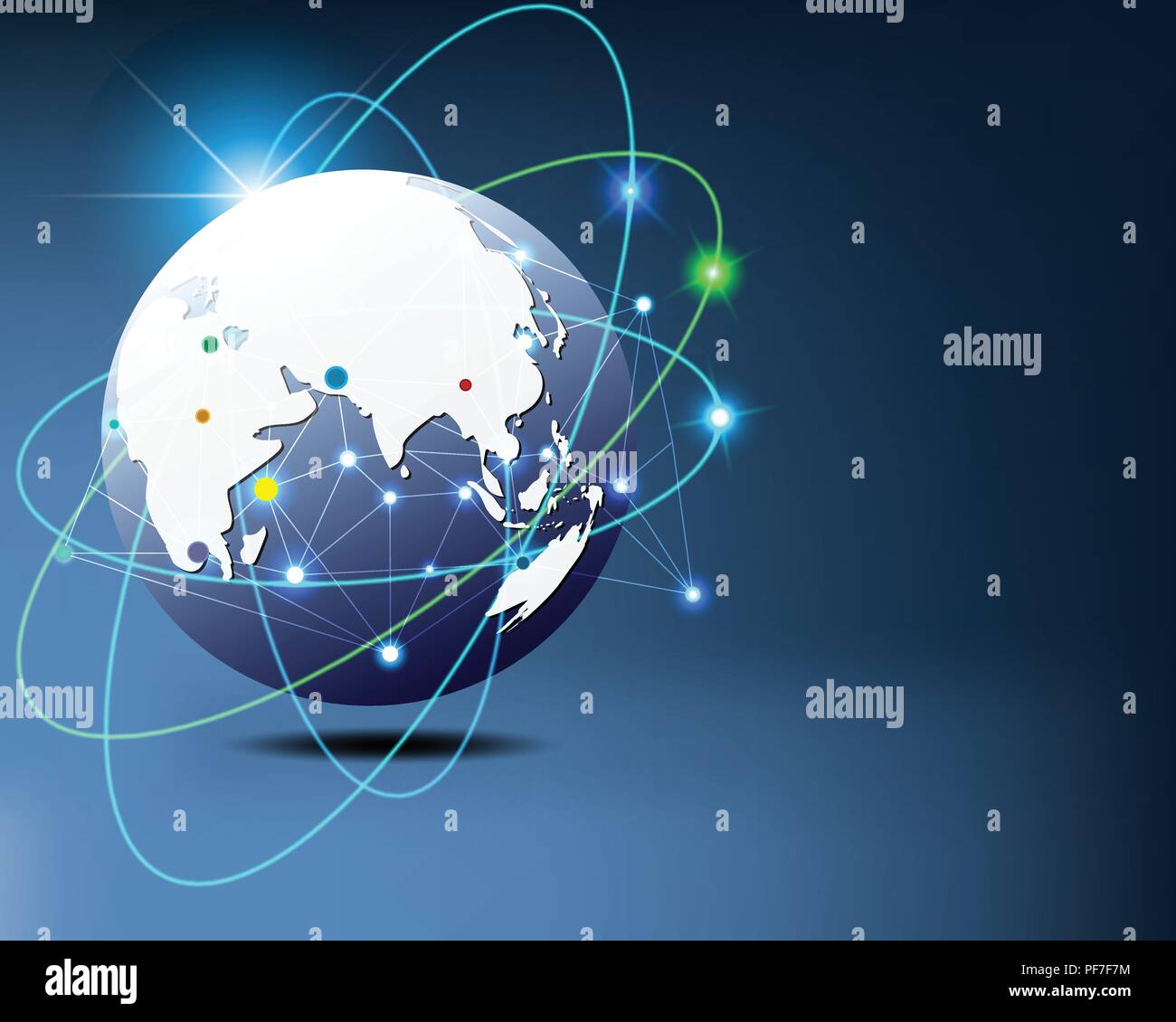 Mondo globale di Internet La connessione di rete di dati grandi information technology di collegamento modello di business i concetti. Illustrazione Vettoriale eps10 Illustrazione Vettoriale