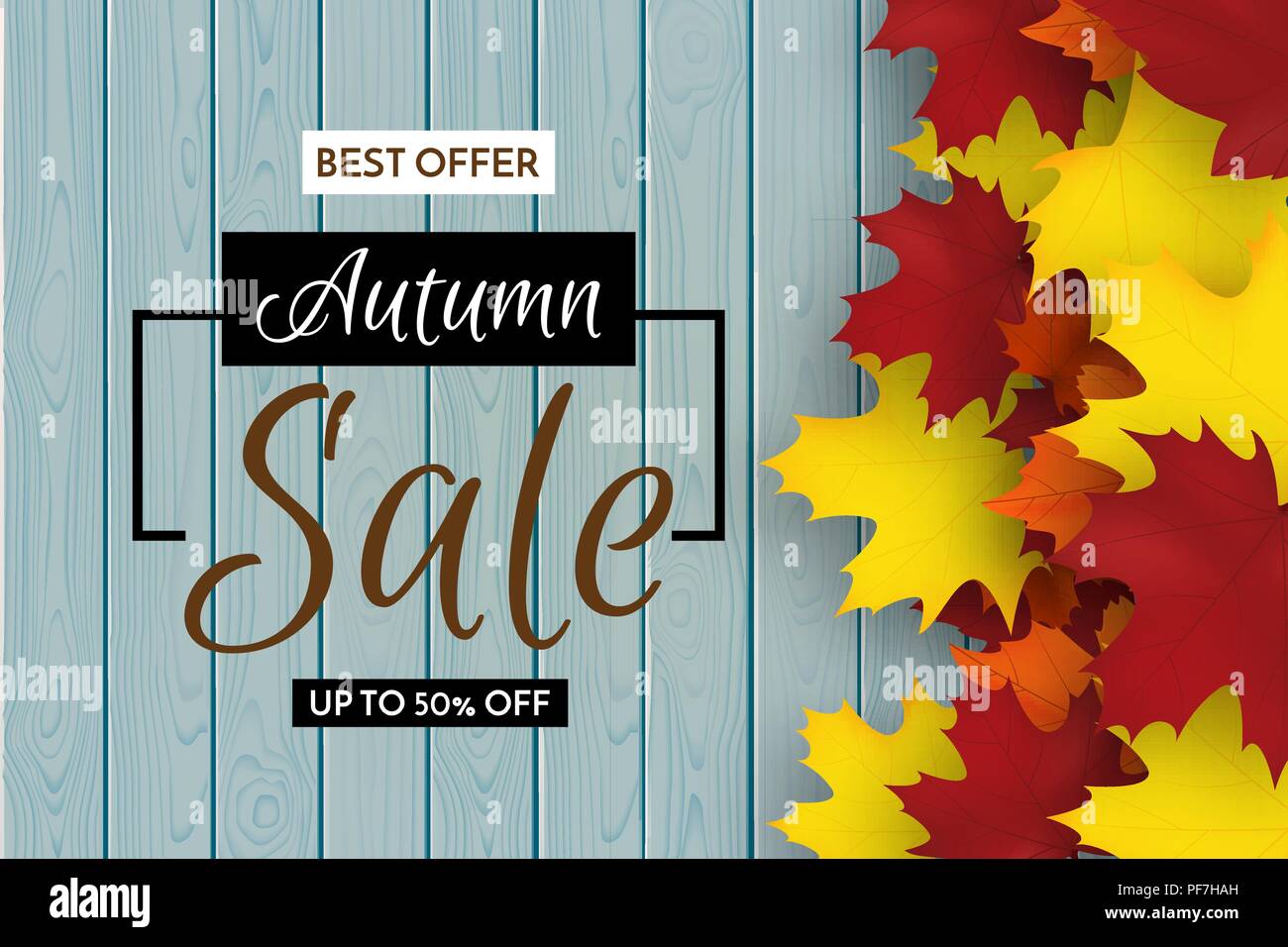 Design Fall Vendita banner. Vendita autunnale poster del vettore o il flyer Illustrazione Vettoriale