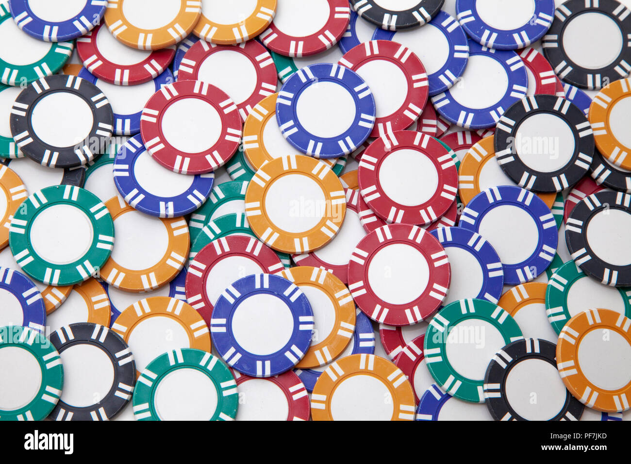 Molti casinò chips Foto Stock