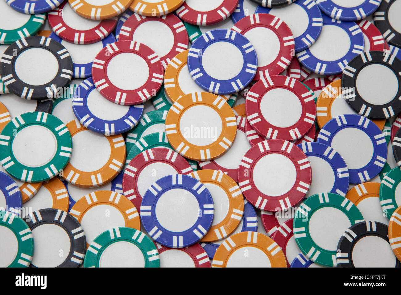 Molti casinò chips Foto Stock