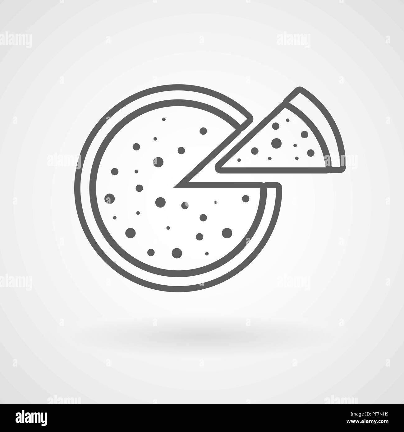 Pizza icona linea su sfondo bianco, vettore Illustrazione Vettoriale