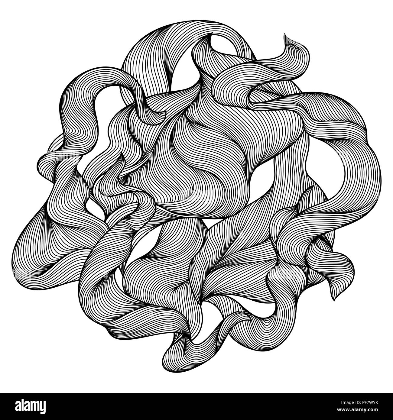 Design con onda riccioli di linea. Illustrazione Vettoriale