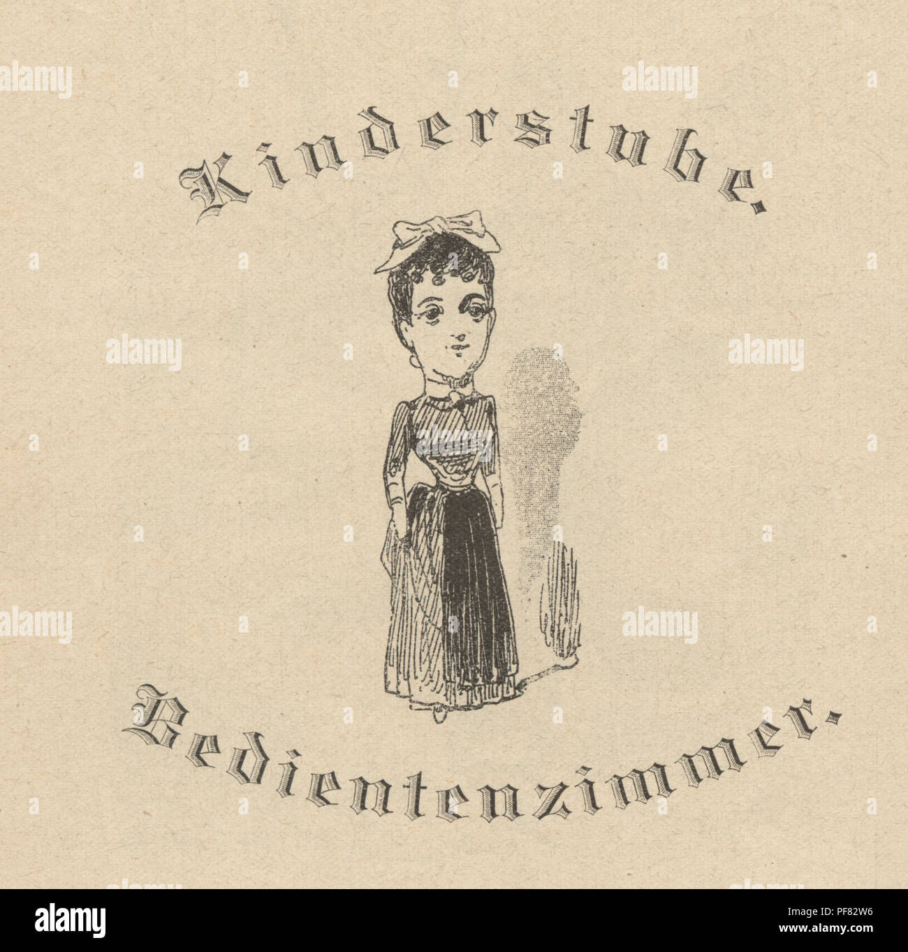 Vintage incisione di un cartone animato in stile vittoriano di un caricarture di una donna, 1880, tedesco Foto Stock