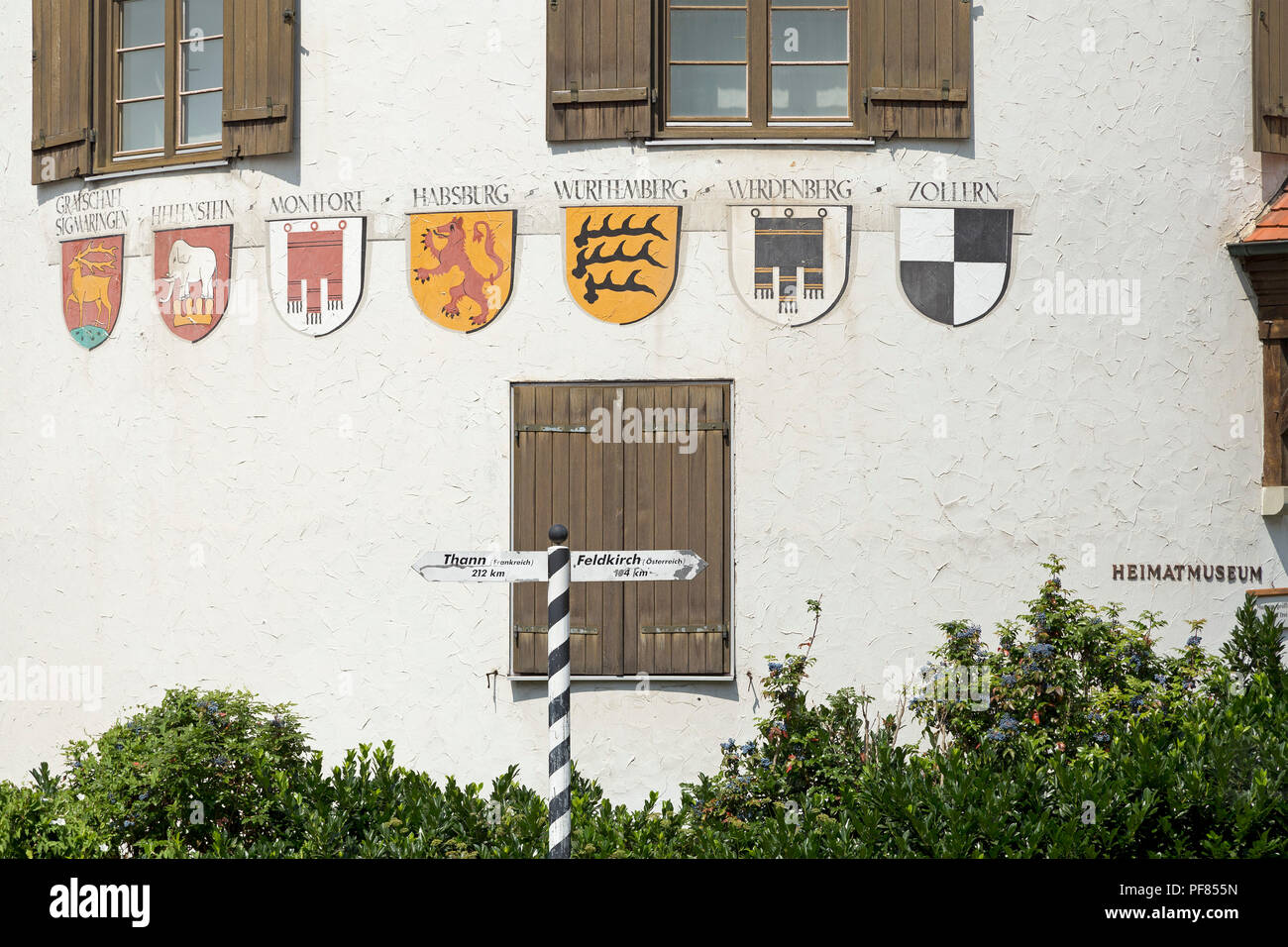 Stemmi presso il museo di storia locale, Sigmaringen, Baden-Wuerttemberg, Germania Foto Stock