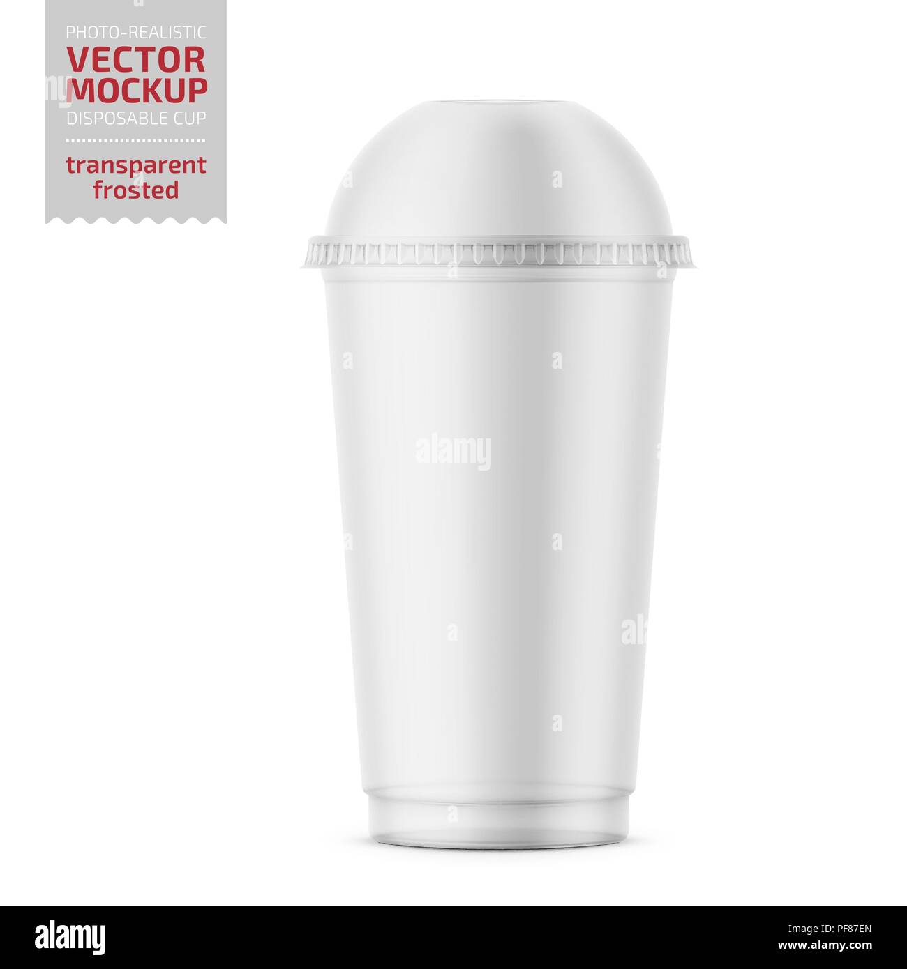 Cancellare monouso tazza in plastica con coperchio a cupola. Illustrazione Vettoriale