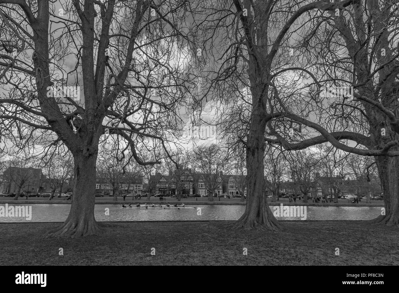 I canottieri sul terrapieno di Bedford Foto Stock