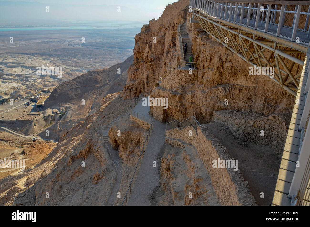 Israele, Masada Funivia salita alla cima della montagna Foto Stock