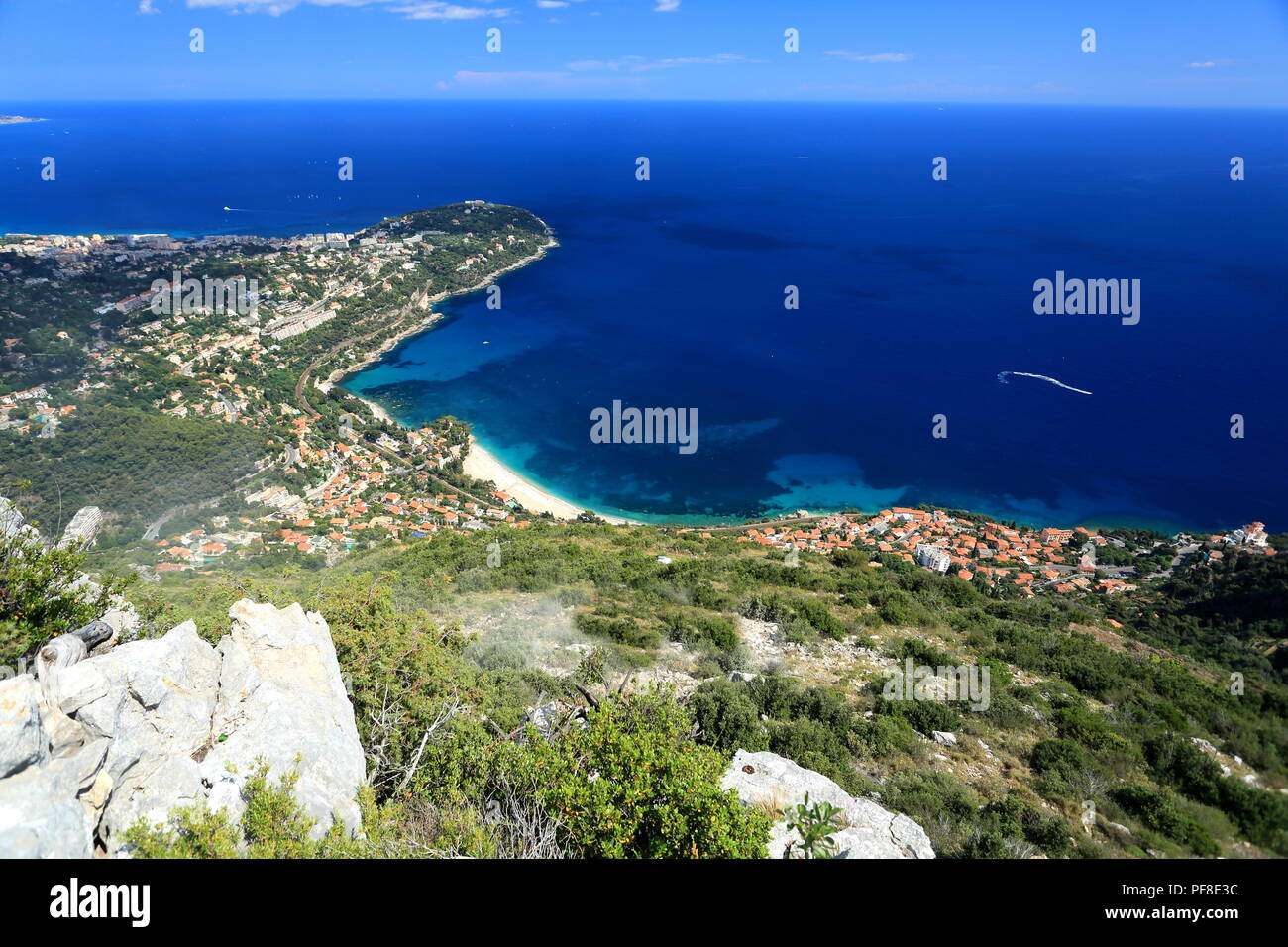 Vista aerea di Roquebrune Cap Martin, Alpes-Maritimes, 06, Cote d'Azur, PACA, Francia Foto Stock
