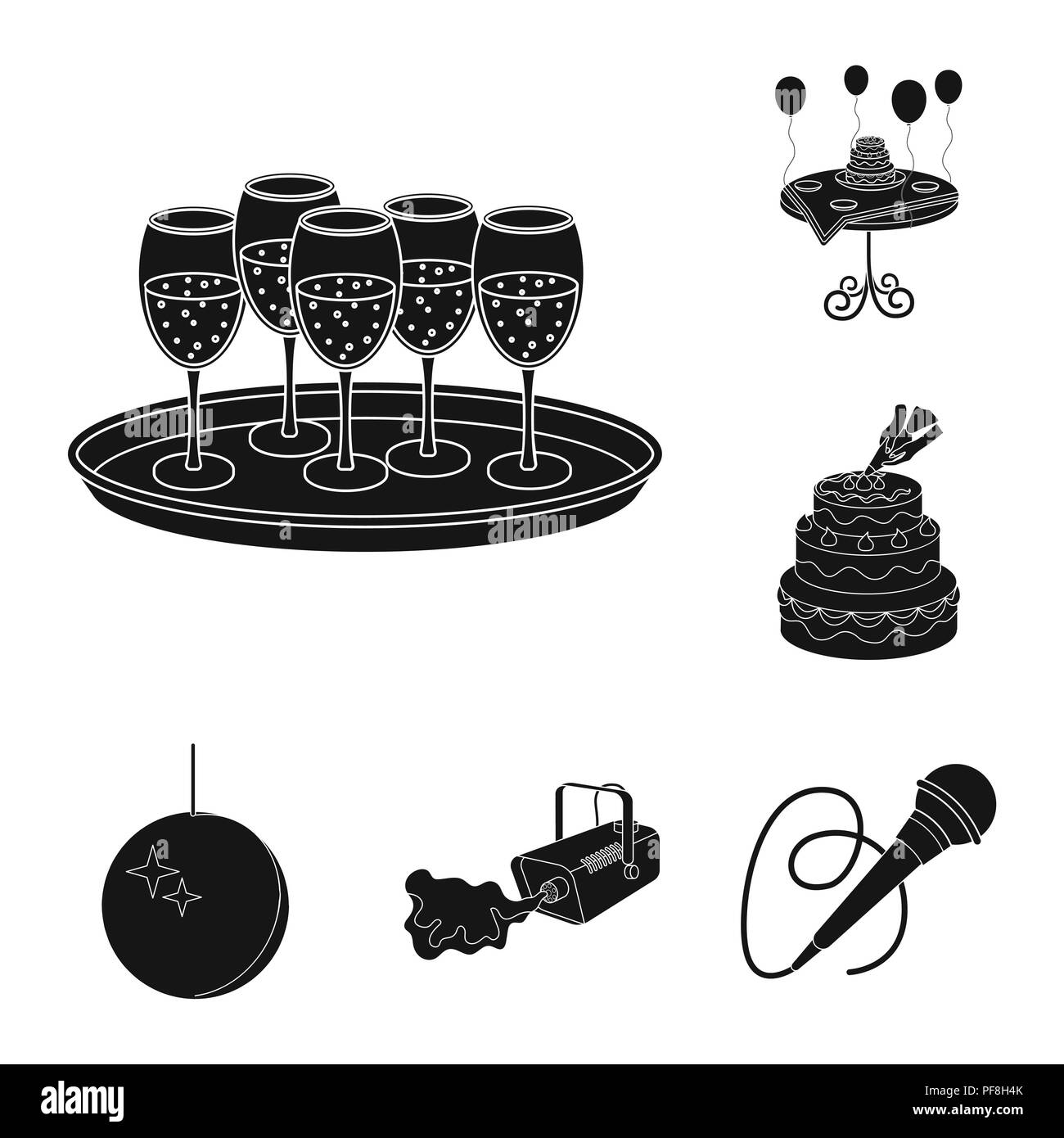 Organizzazione di eventi icone nere in set di raccolta per design.celebrazione e gli attributi del simbolo vettore illustrazione stock. Illustrazione Vettoriale