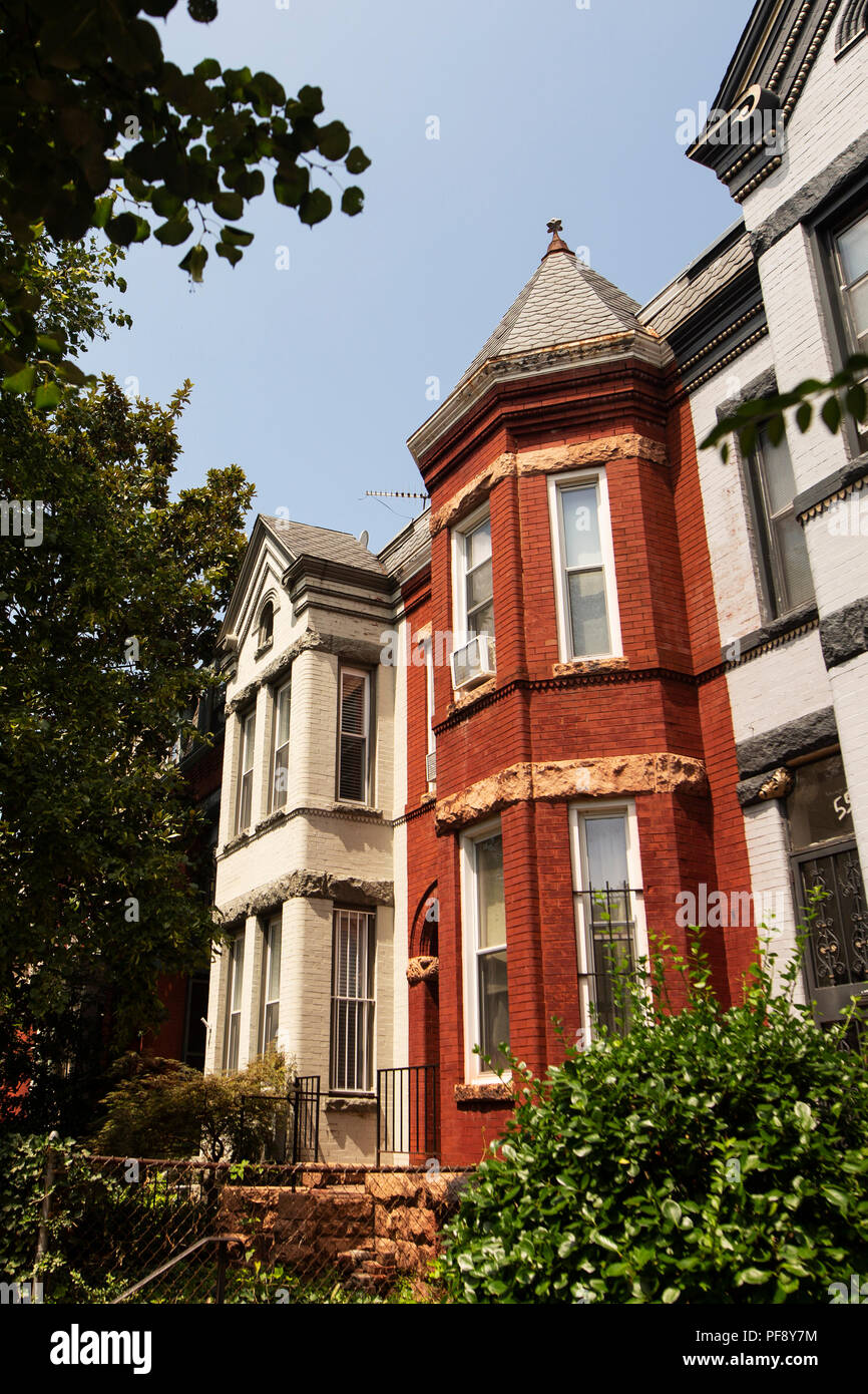 Storico case di riga nella storica Capitol Hill quartiere di Washington, DC, Stati Uniti d'America. Foto Stock