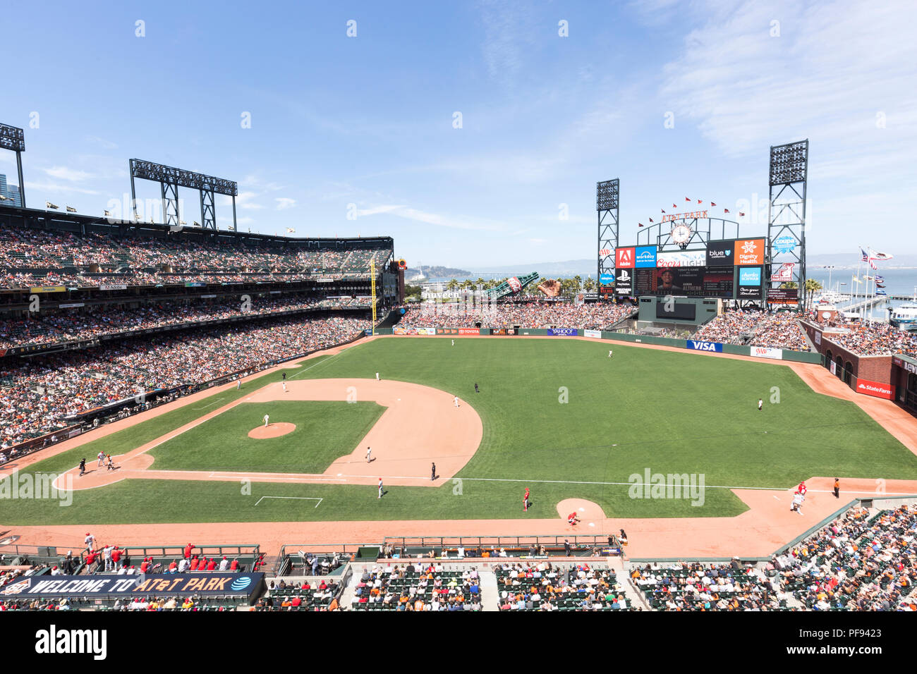 AT&T Park Baseball Stadium , San Francisco , USA, sede dei San Francisco Giants, la città di Major League Baseball in franchising. Foto Stock