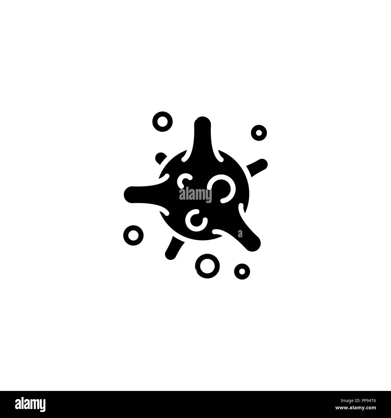 Icona del Web. Batterio, virus nero su sfondo bianco Illustrazione Vettoriale