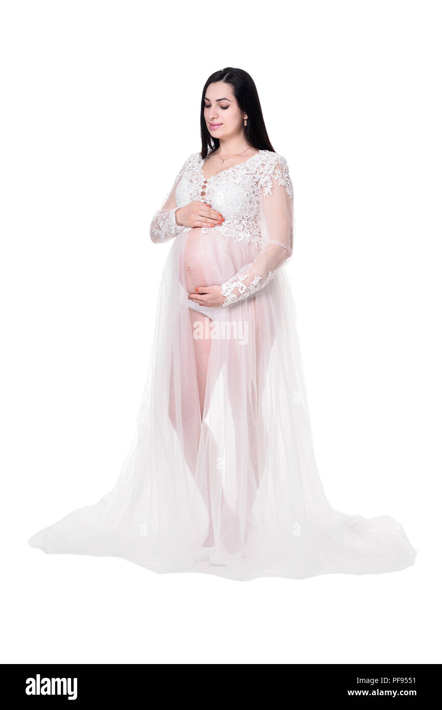 Ritratto di un felice giovane donna in stato di gravidanza Foto Stock