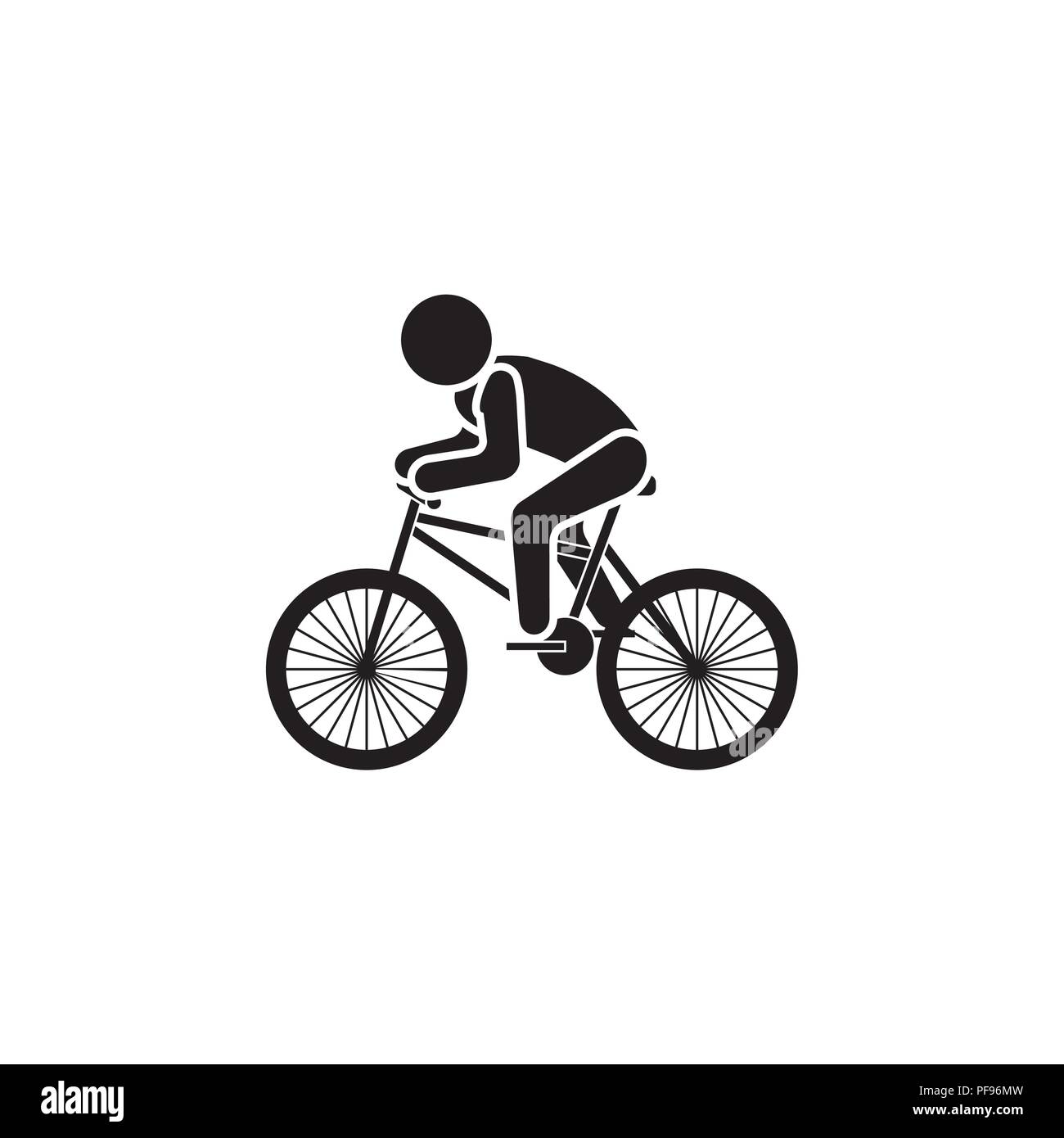Illustrazione Vettoriale. Icona del ciclista bianco su uno sfondo nero Illustrazione Vettoriale