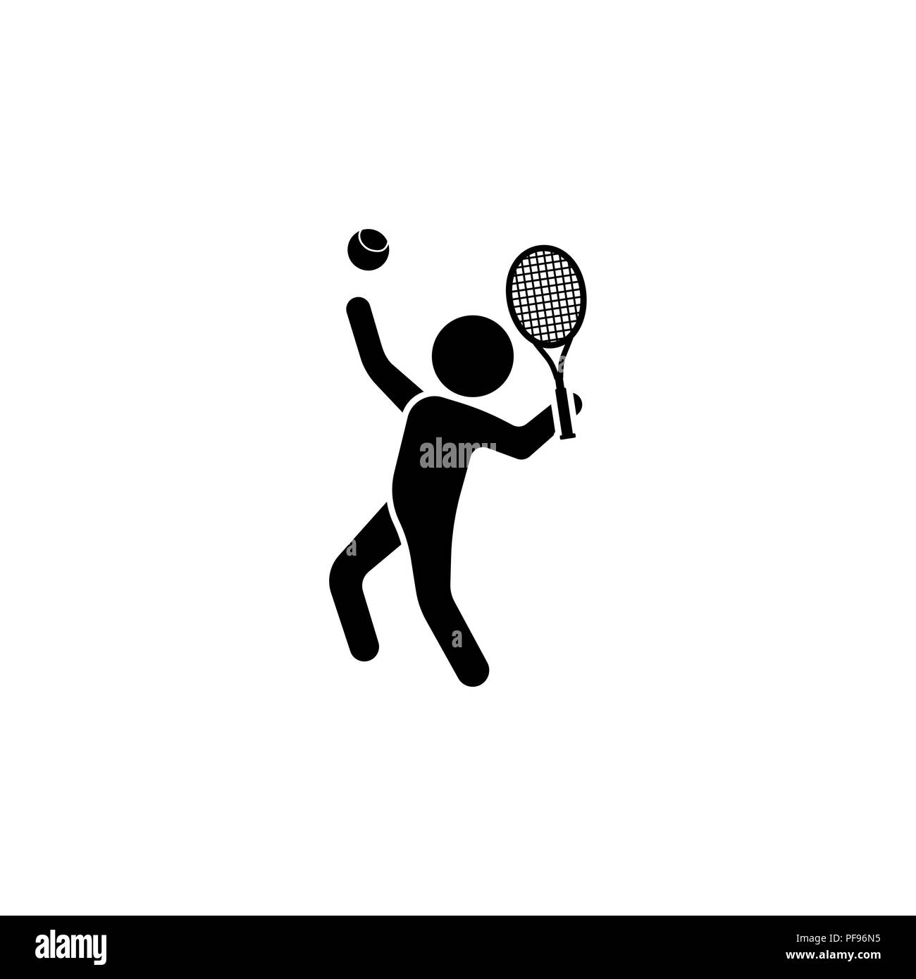 Illustrazione Vettoriale. Tennis Icona player bianco su uno sfondo nero Illustrazione Vettoriale