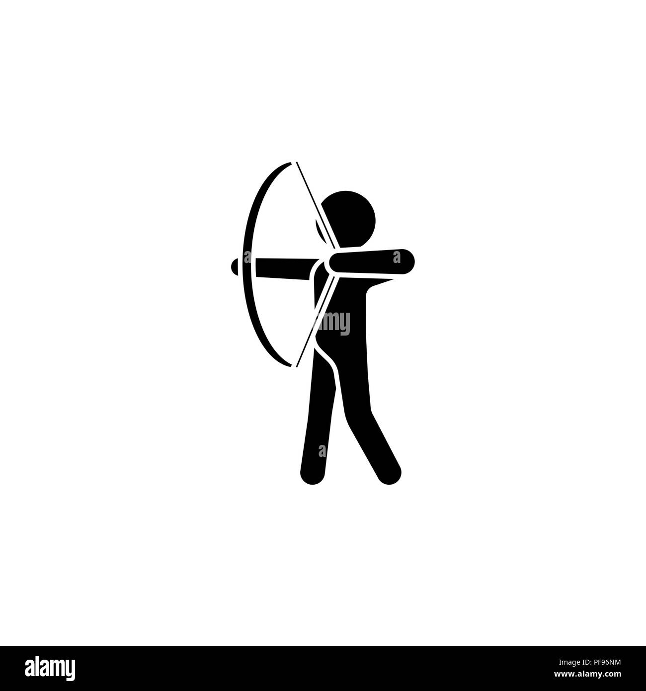 Illustrazione Vettoriale. Icona di Archer bianco su uno sfondo nero Illustrazione Vettoriale