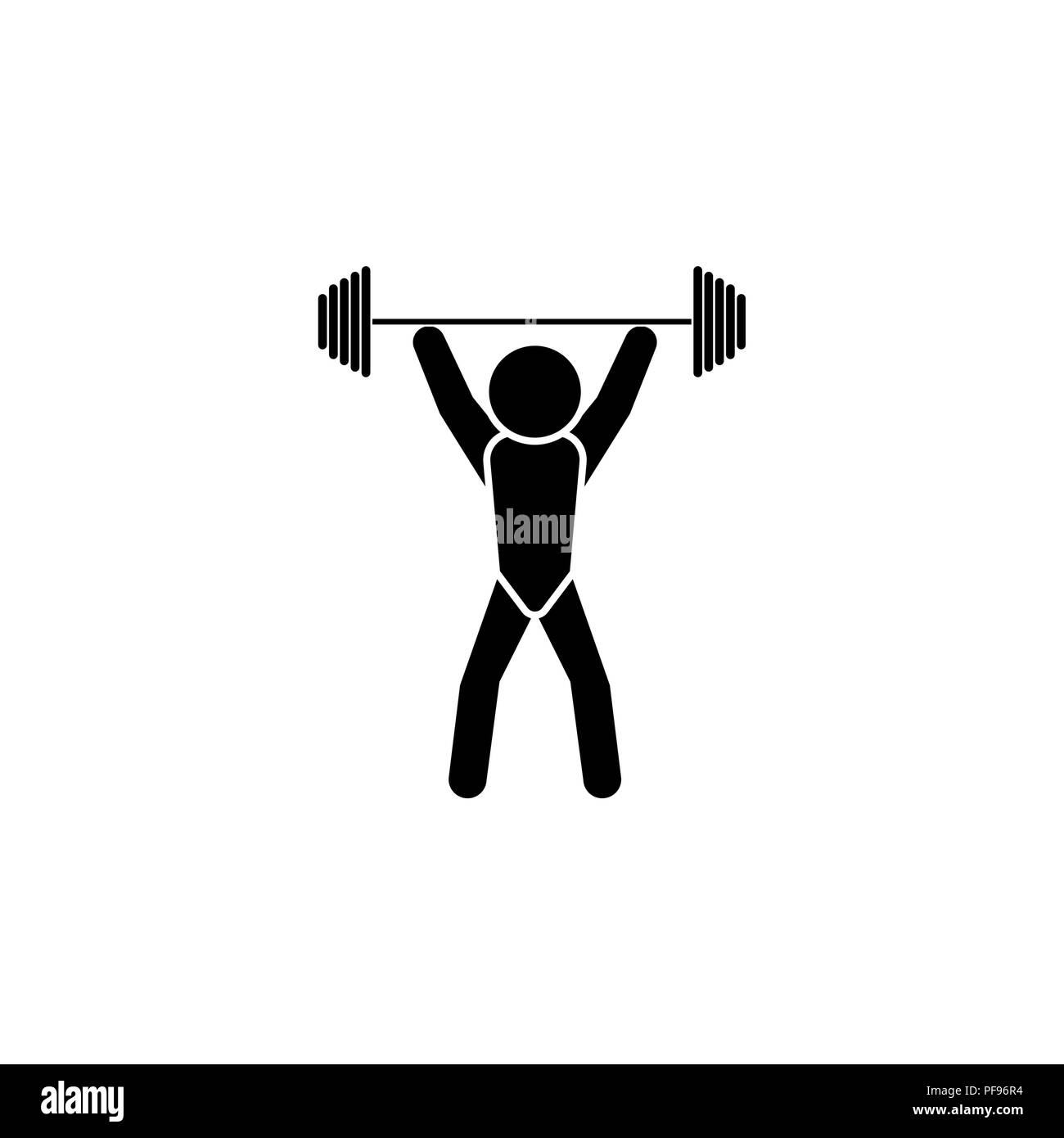 Illustrazione Vettoriale. Icona Weightlifter bianco su uno sfondo nero Illustrazione Vettoriale
