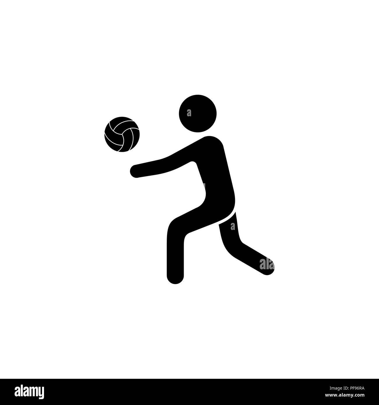 Illustrazione Vettoriale. Volleyball Icona bianco su uno sfondo nero Illustrazione Vettoriale