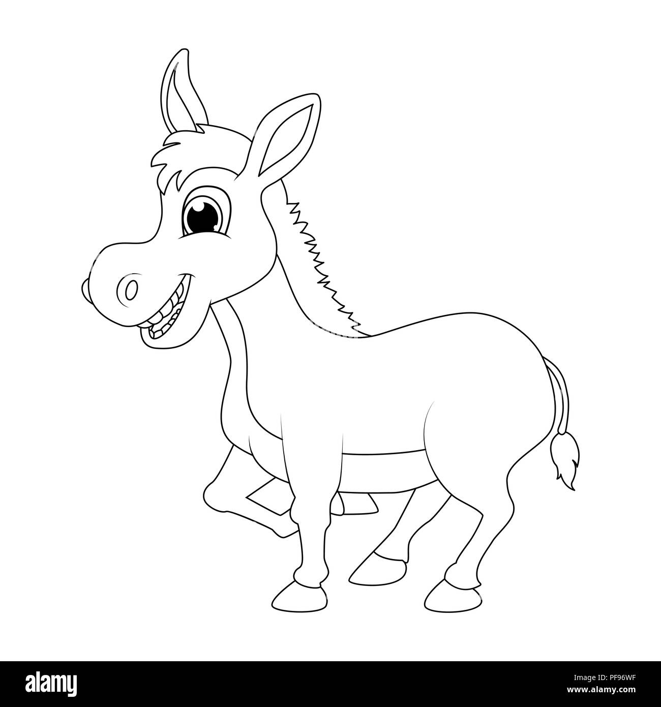 Donkey personaggio dei fumetti outline design vettore isolato su sfondo bianco Illustrazione Vettoriale Donkey personaggio dei fumetti outline design vettore isolato su sfondo bianco Illustrazione Vettoriale
