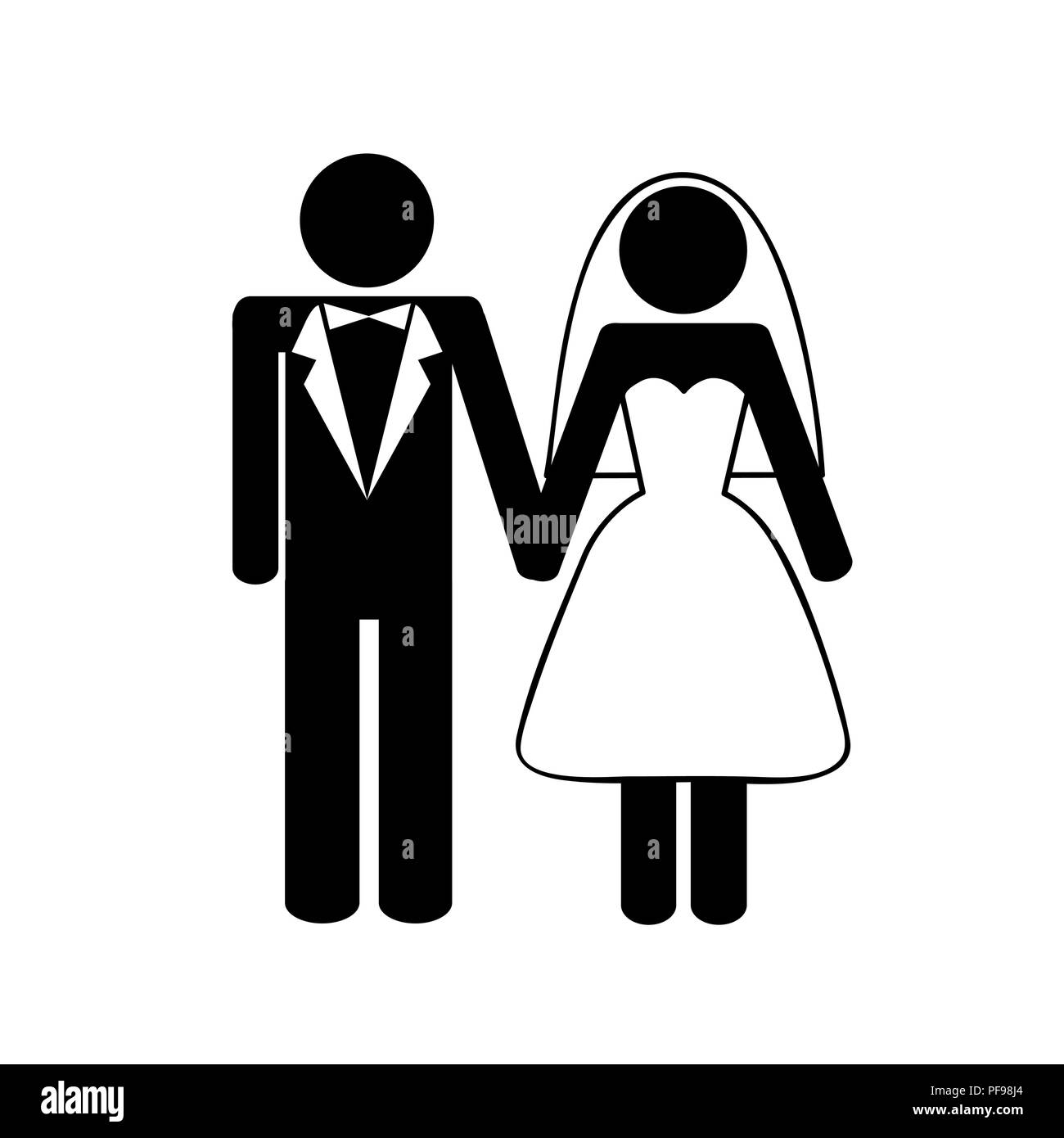 Coppia di sposi l uomo e la donna pittogramma illustrazione vettoriale EPS10 Illustrazione Vettoriale